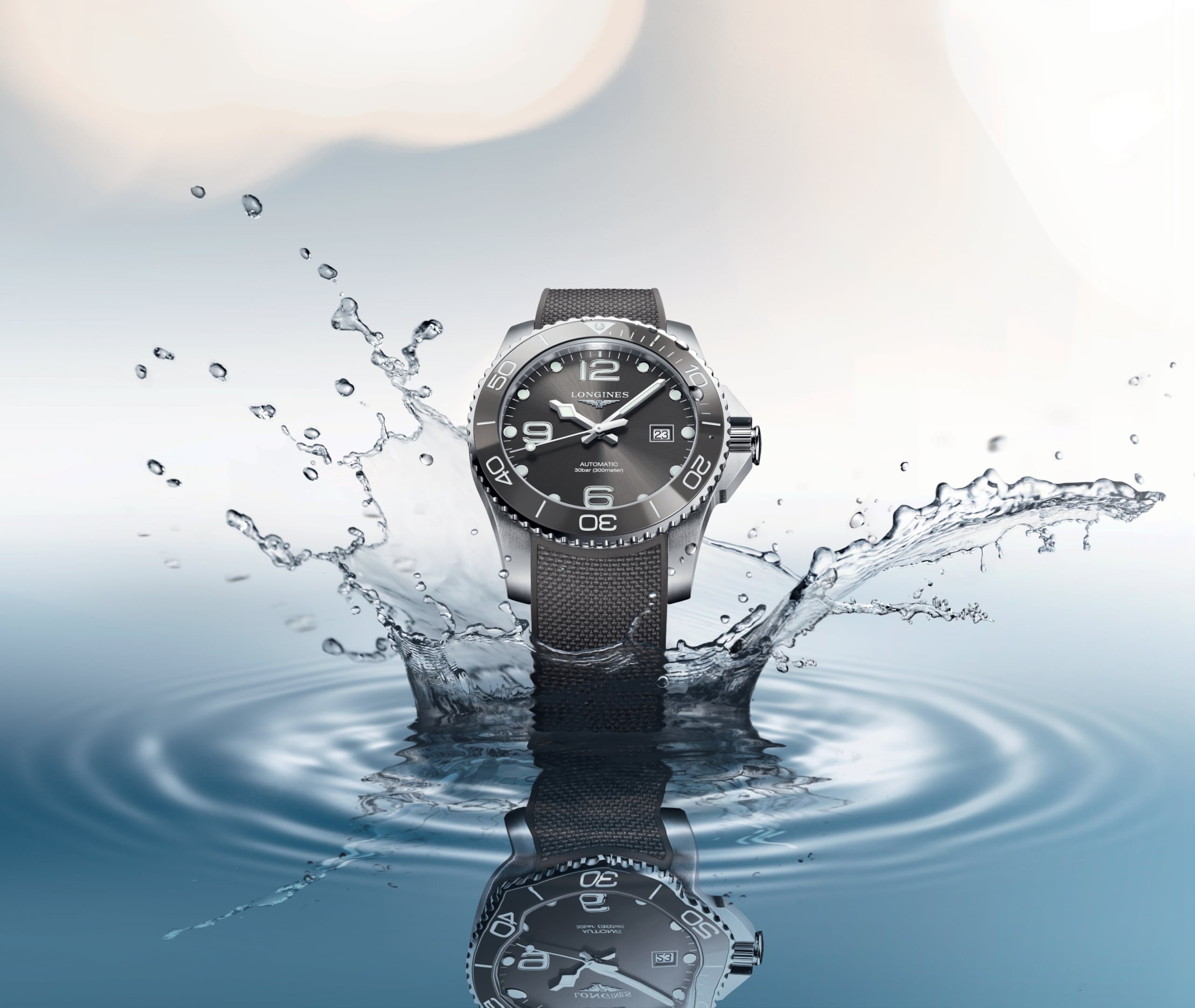 Longines HYDROCONQUEST automaat roestvrij staal en keramische ring Watch - L3.782.4.76.9