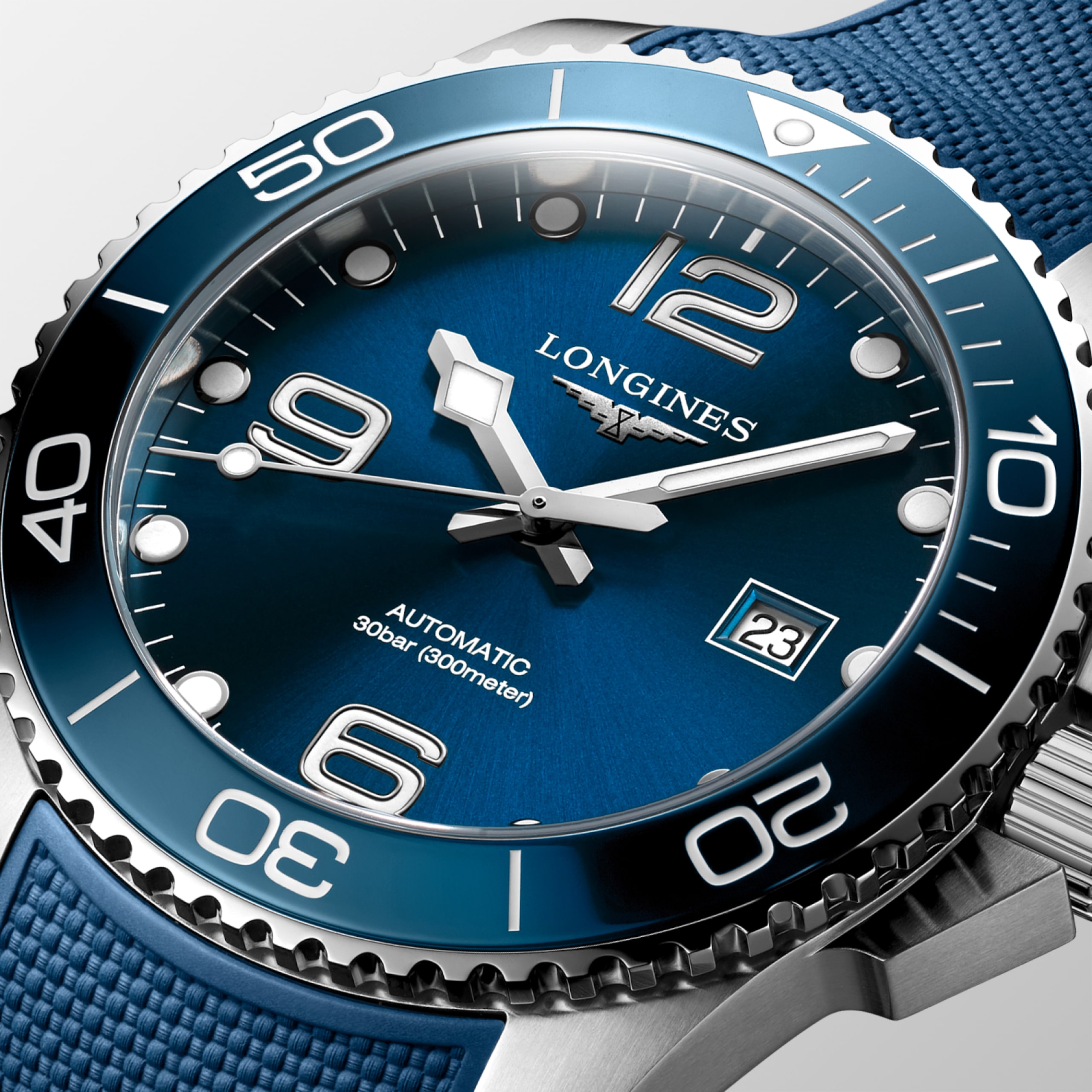 Longines HYDROCONQUEST automático aço inoxidável e luneta em cerâmica Watch - L3.782.4.96.9