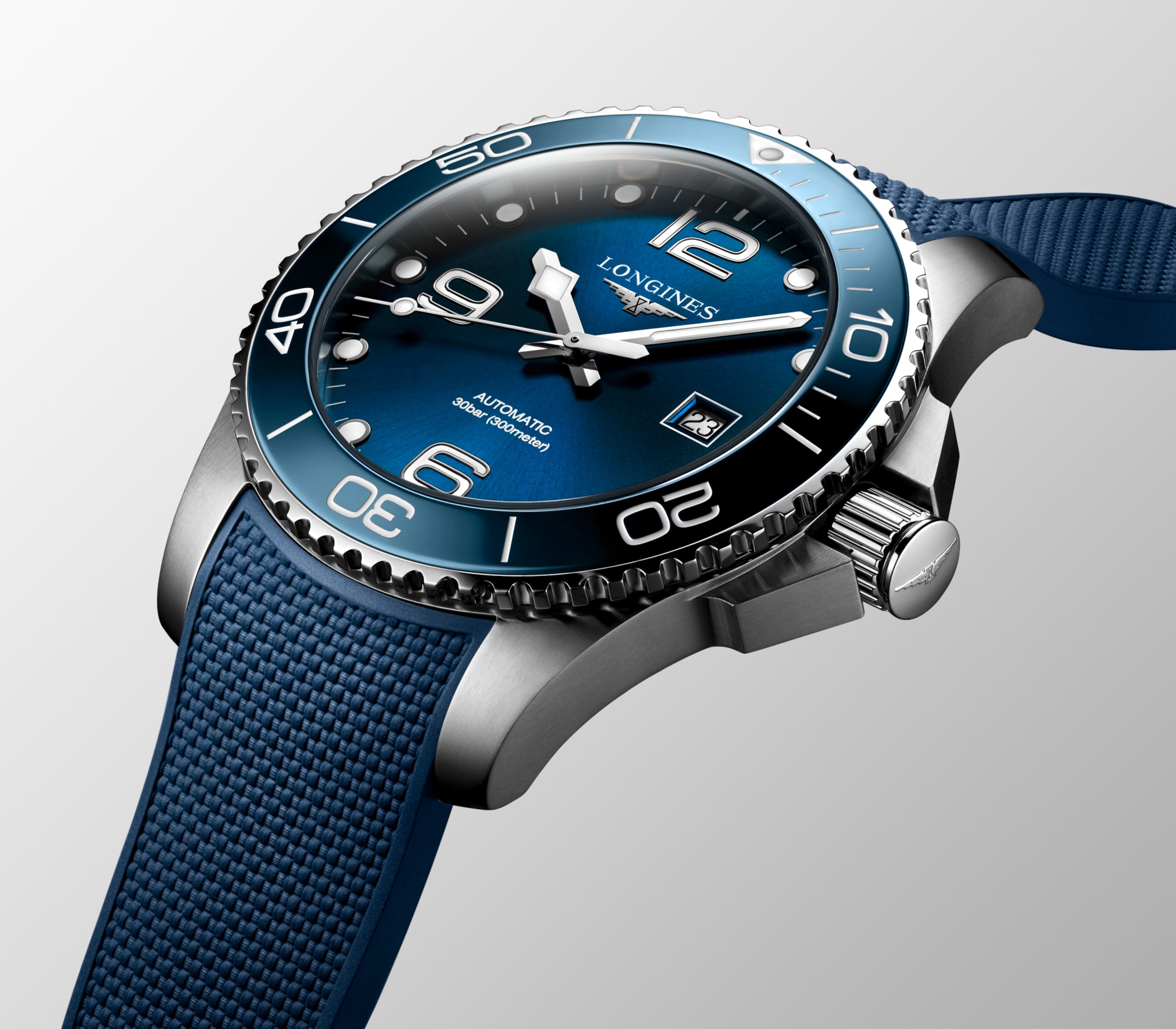 Longines HYDROCONQUEST automático aço inoxidável e luneta em cerâmica Watch - L3.782.4.96.9