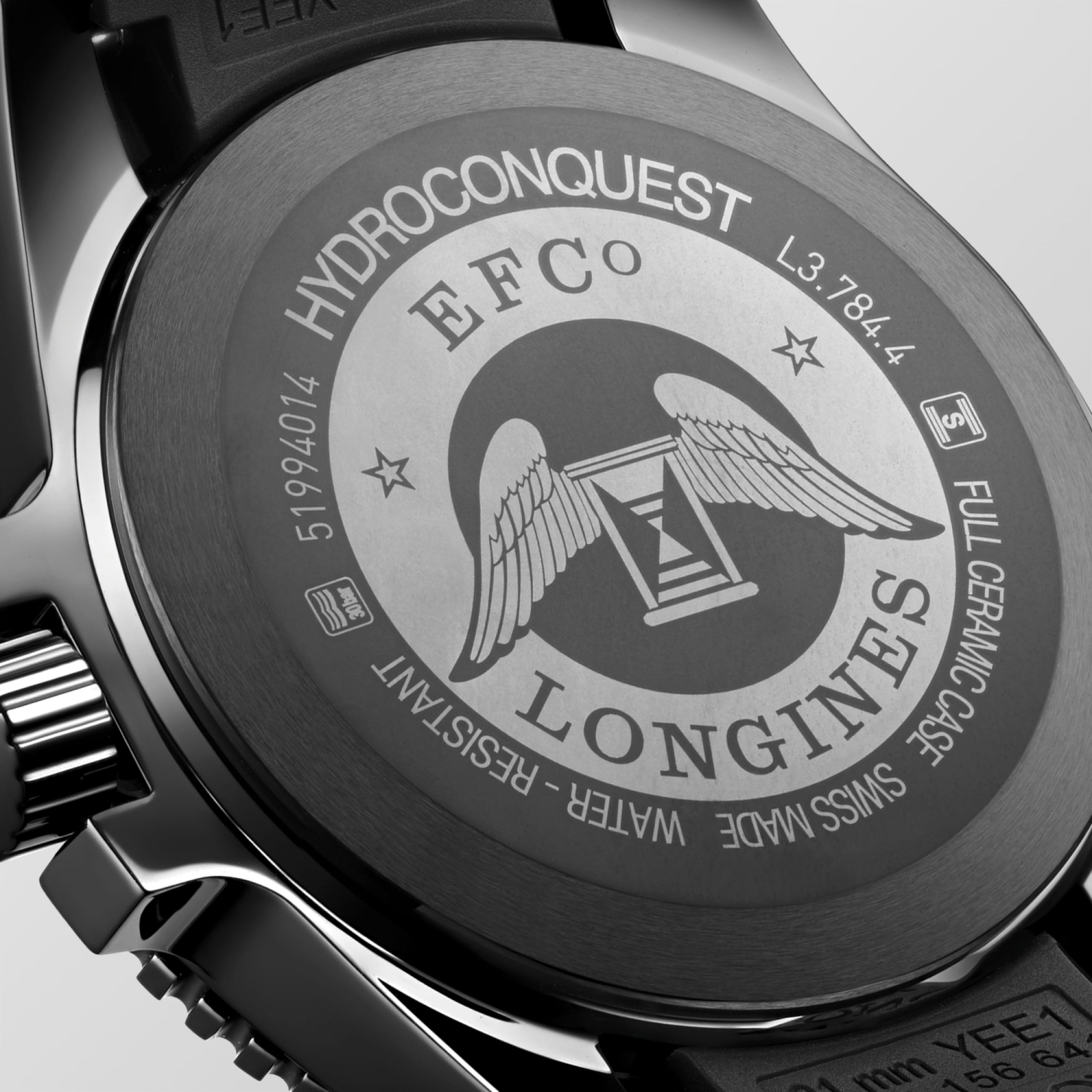 Longines 康卡斯潛水系列 自動上鏈機械機芯 黑色陶瓷 Watch - L3.784.4.56.9