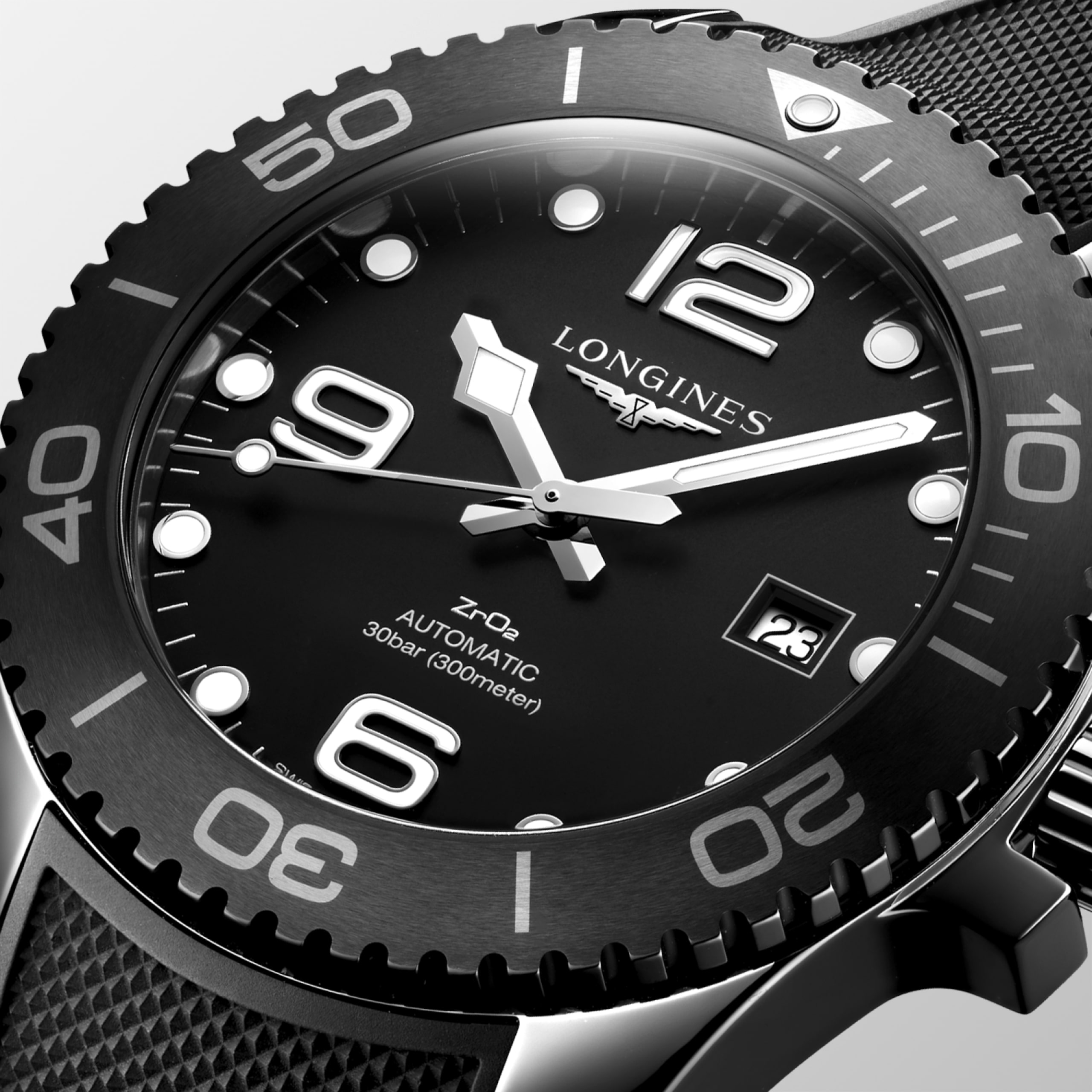 Longines 康卡斯潛水系列 自動上鏈機械機芯 黑色陶瓷 Watch - L3.784.4.56.9
