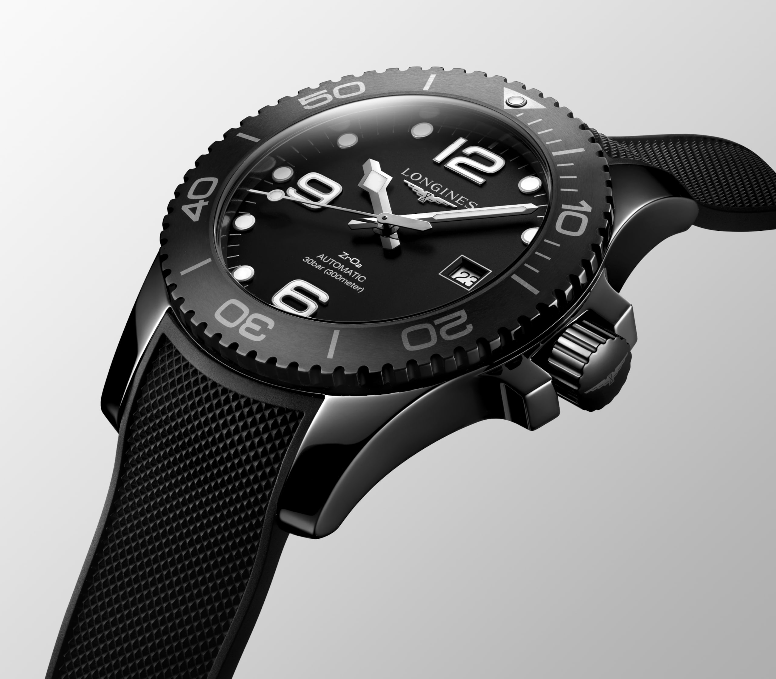 Longines 康卡斯潛水系列 自動上鏈機械機芯 黑色陶瓷 Watch - L3.784.4.56.9