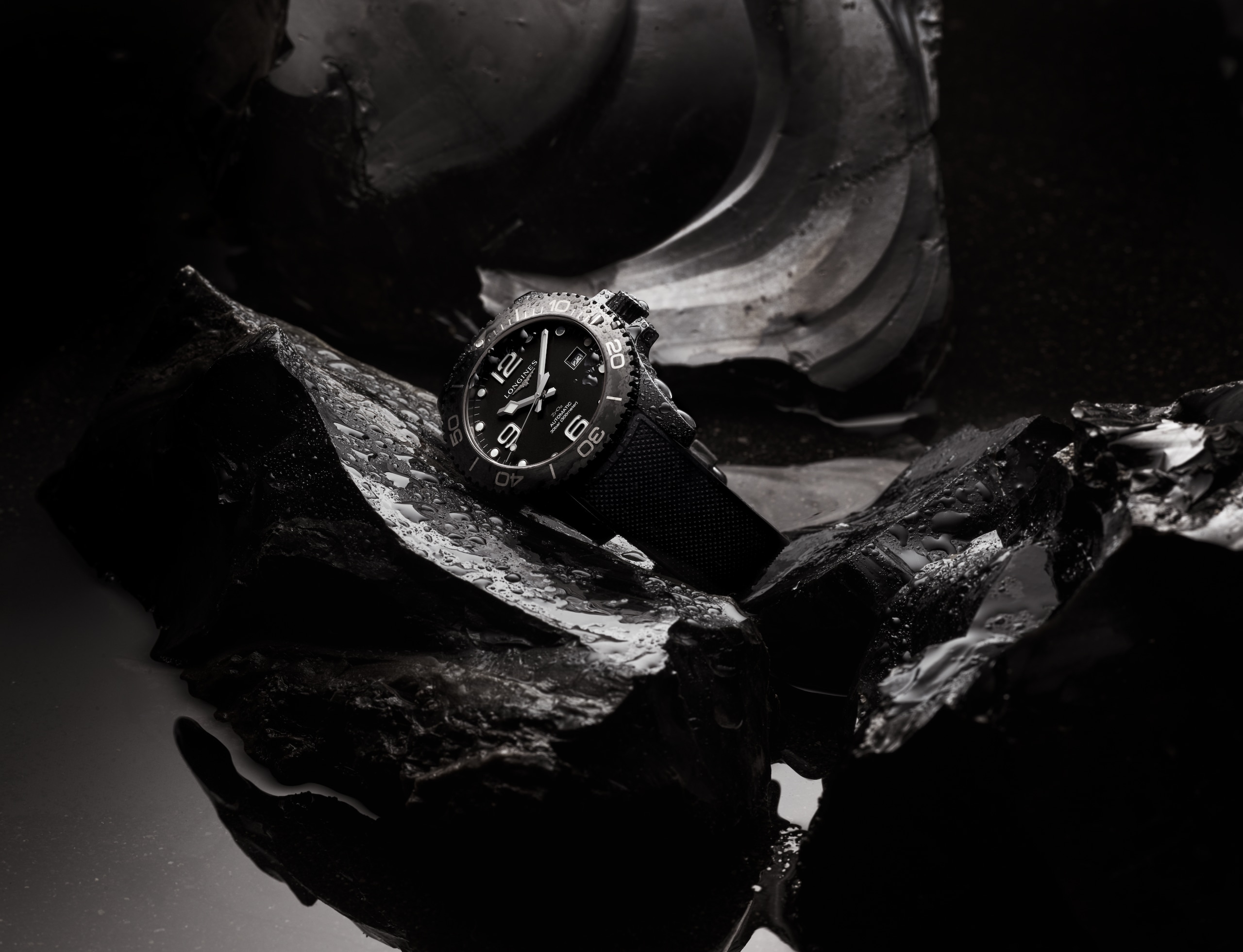Longines 康卡斯潛水系列 自動上鏈機械機芯 黑色陶瓷 Watch - L3.784.4.56.9