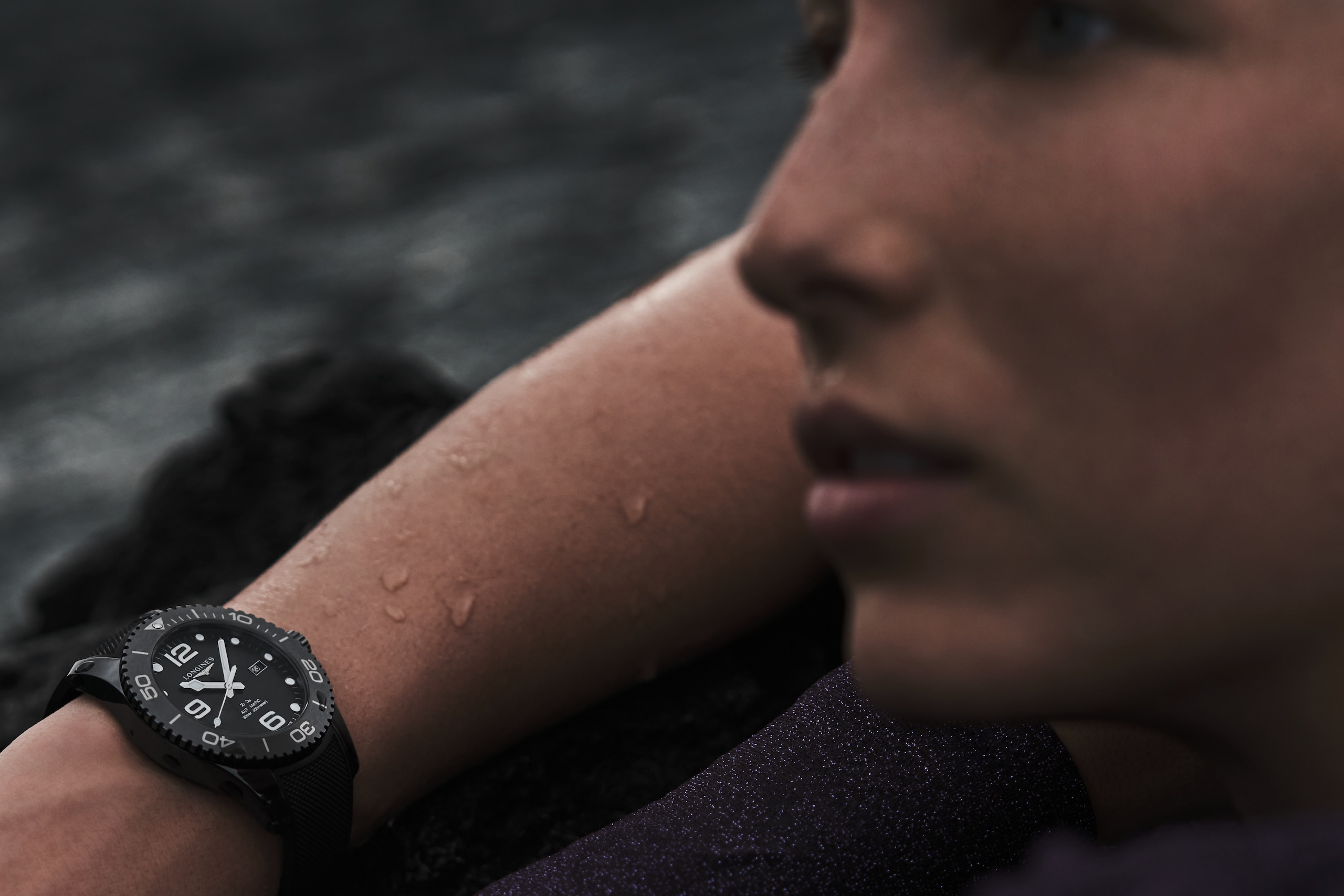 Longines 康卡斯潛水系列 自動上鏈機械機芯 黑色陶瓷 Watch - L3.784.4.56.9