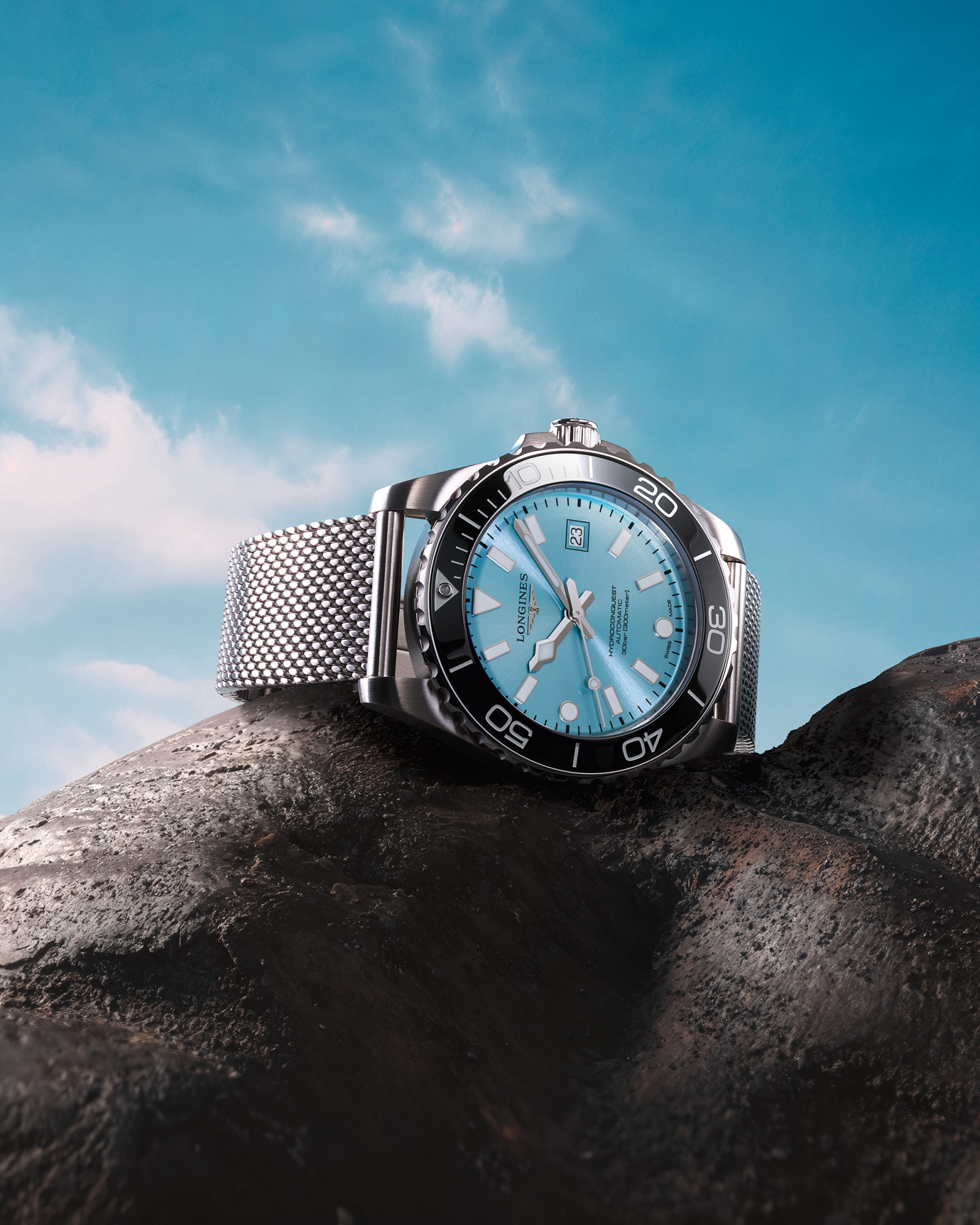 トギノンネオQueen HYDROCONQUEST | Ø 42.00 mm, Buzlu Mavi Güneş Işını Desenli | L3
