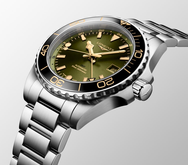 HYDROCONQUEST GMT Automatic, Stainless Steel And Ceramic Bezel, Sunray ...