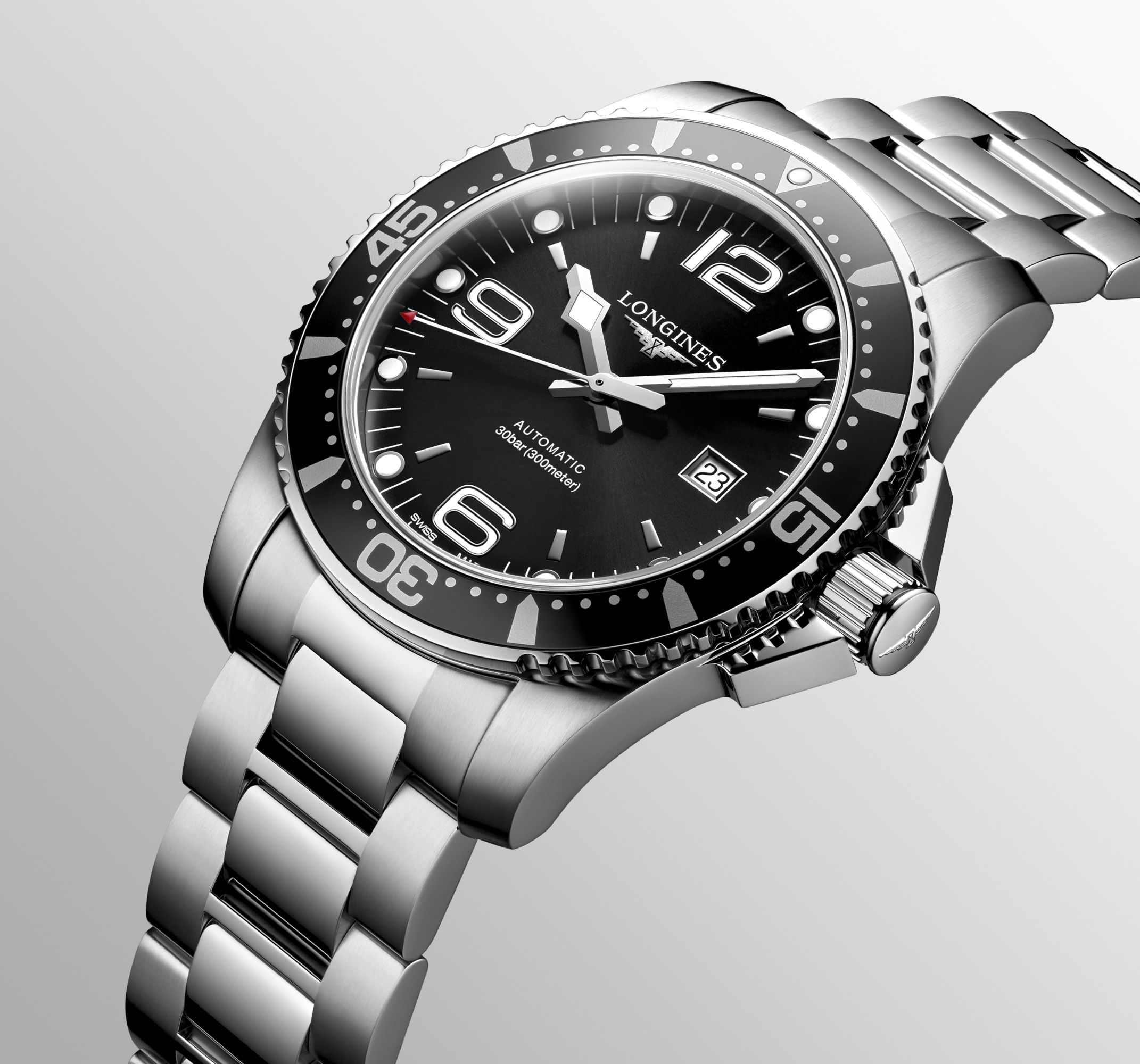 深海征服者系列| Ø 44.00 mm, 黑色太陽飾紋| L3.841.4.56.6 | LONGINES TW