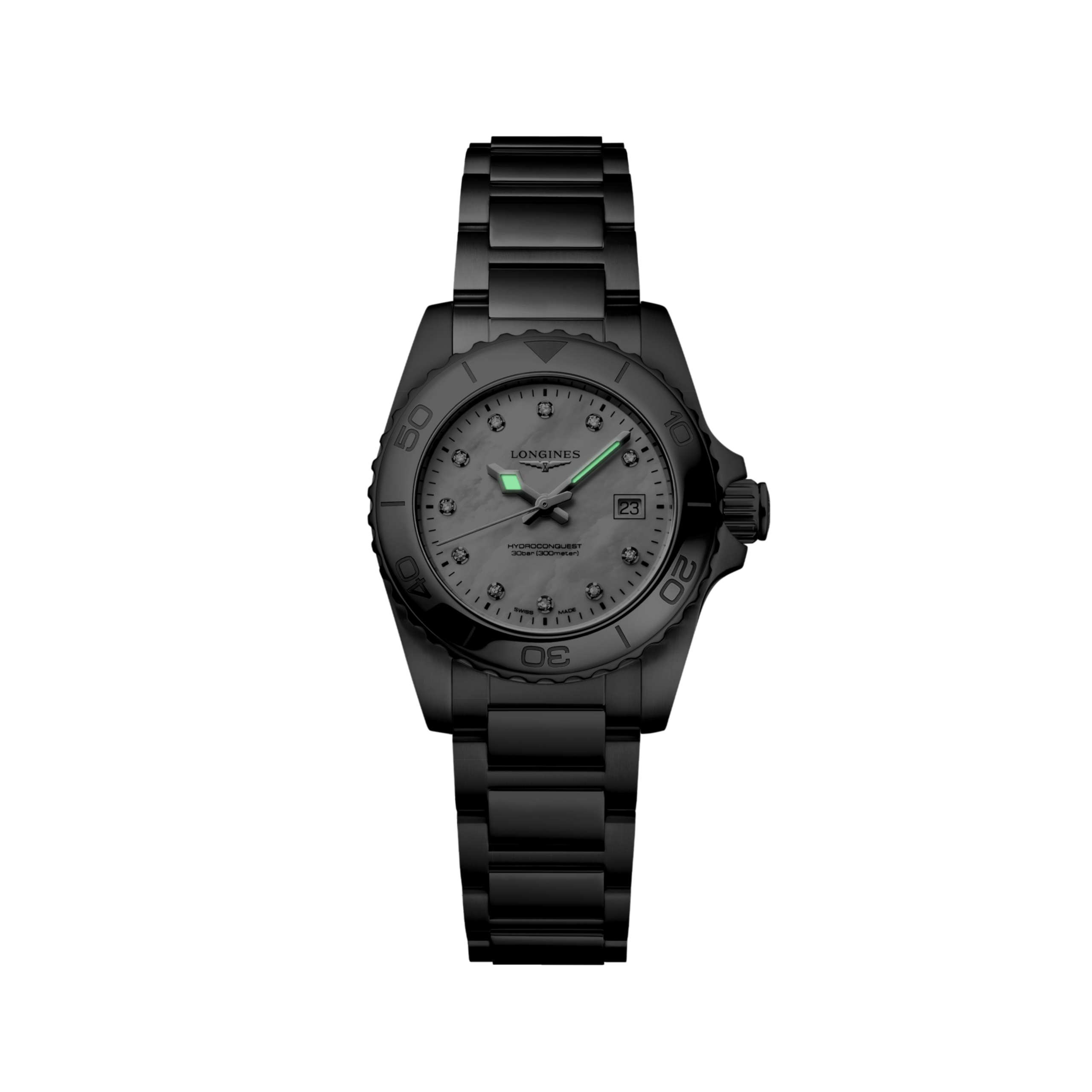 HYDROCONQUEST L3.369.4.87.6 Quartz, Stainless steel, White mother-of-pearl, Bracelet Watch - Watch soldier