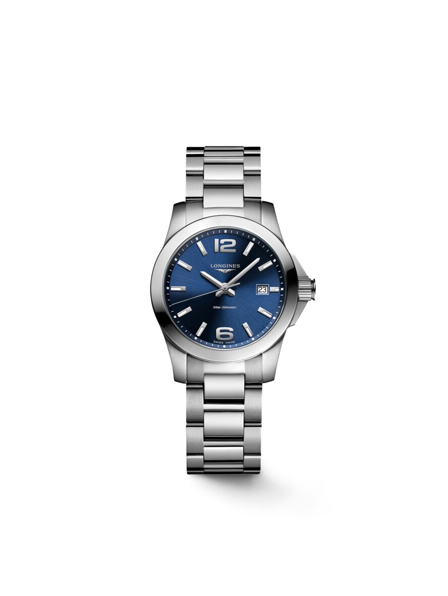 CONQUEST Quartz, Stainless Steel, Sunray Blue Dial, Bracelet 