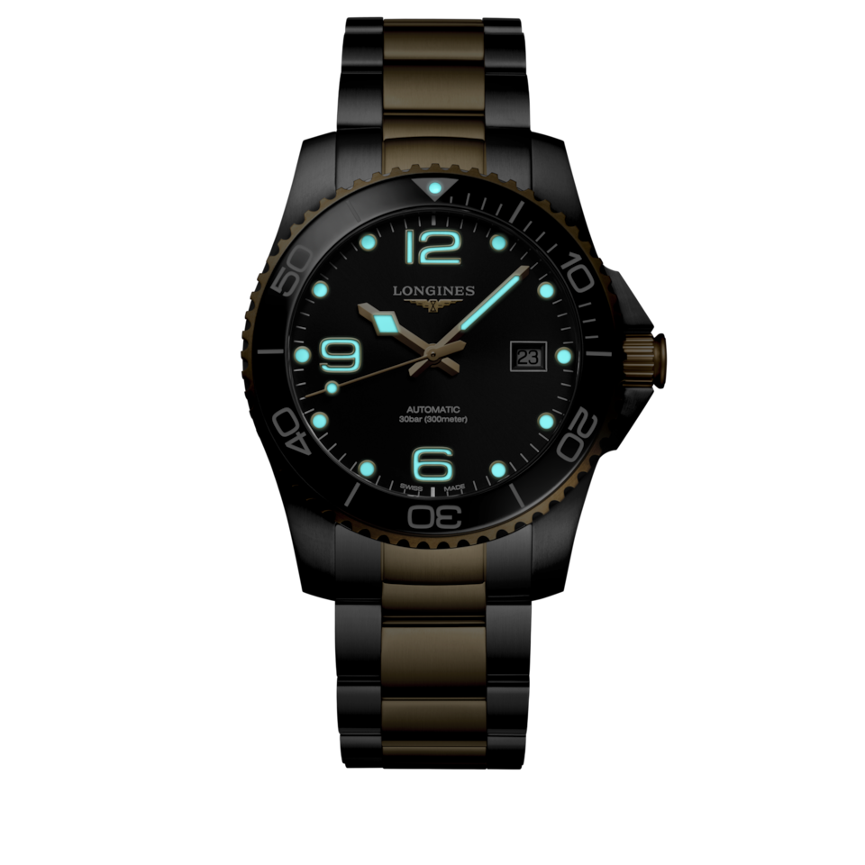 Longines HydroConquest 41mm Cadran Noir Soleillé PVD Jaune - L3.781.3.56.7
