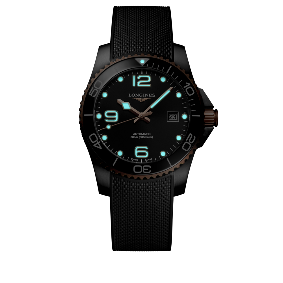 Longines HydroConquest 41mm Cadran Noir Soleillé Caoutchouc - L3.781.3.58.9