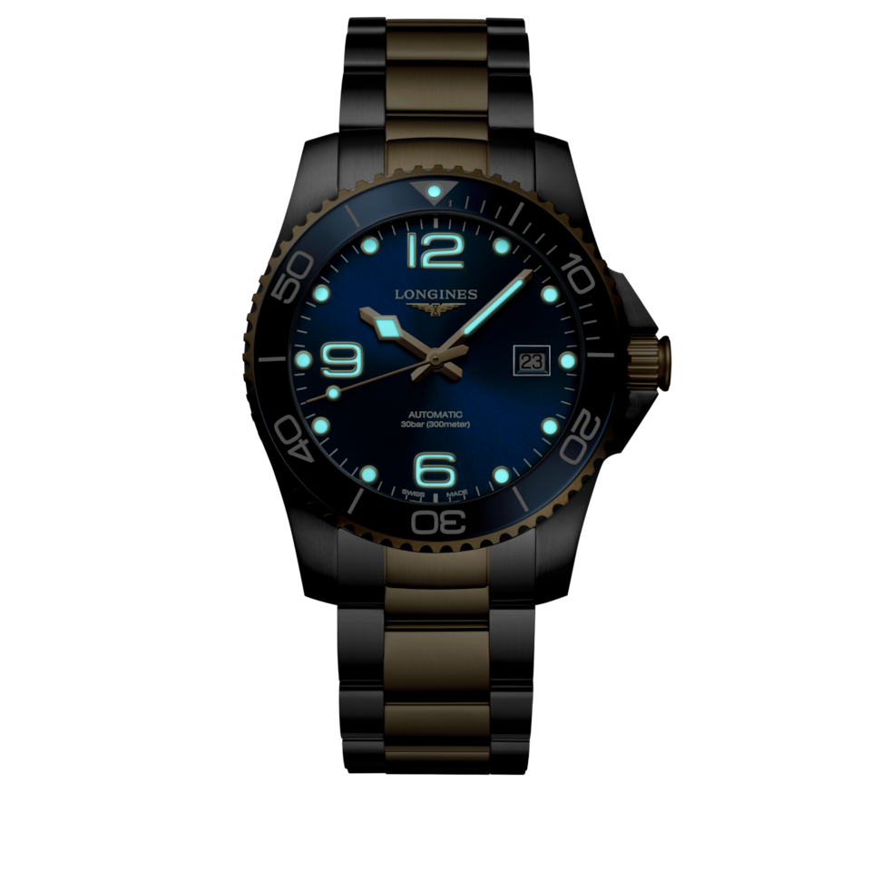 Longines HydroConquest 41mm Cadran Bleu Soleillé PVD Jaune - L3.781.3.96.7
