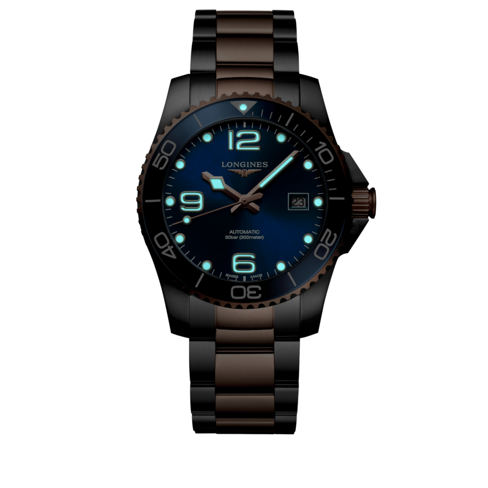 Longines HydroConquest 41mm Cadran Bleu Soleillé PVD Rouge - L3.781.3.98.7