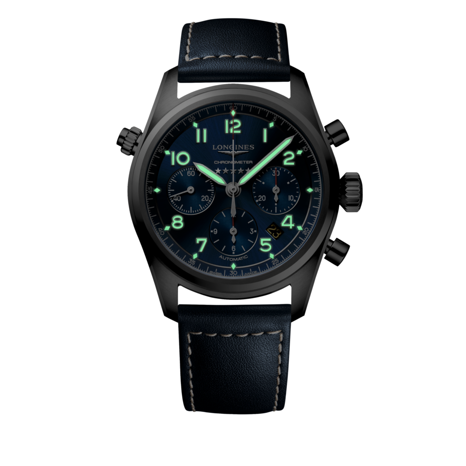 Longines Spirit Chronograph 42mm Cadran Bleu Soleillé Cuir - L3.820.4.93.0
