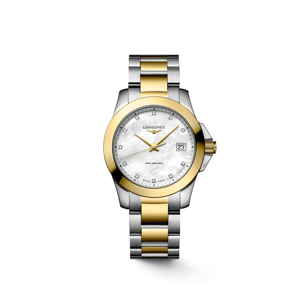 LONGINES Conquest 腕時計 クォーツ ゴールド チタニウム longines-conquest-l3-377-3-87-