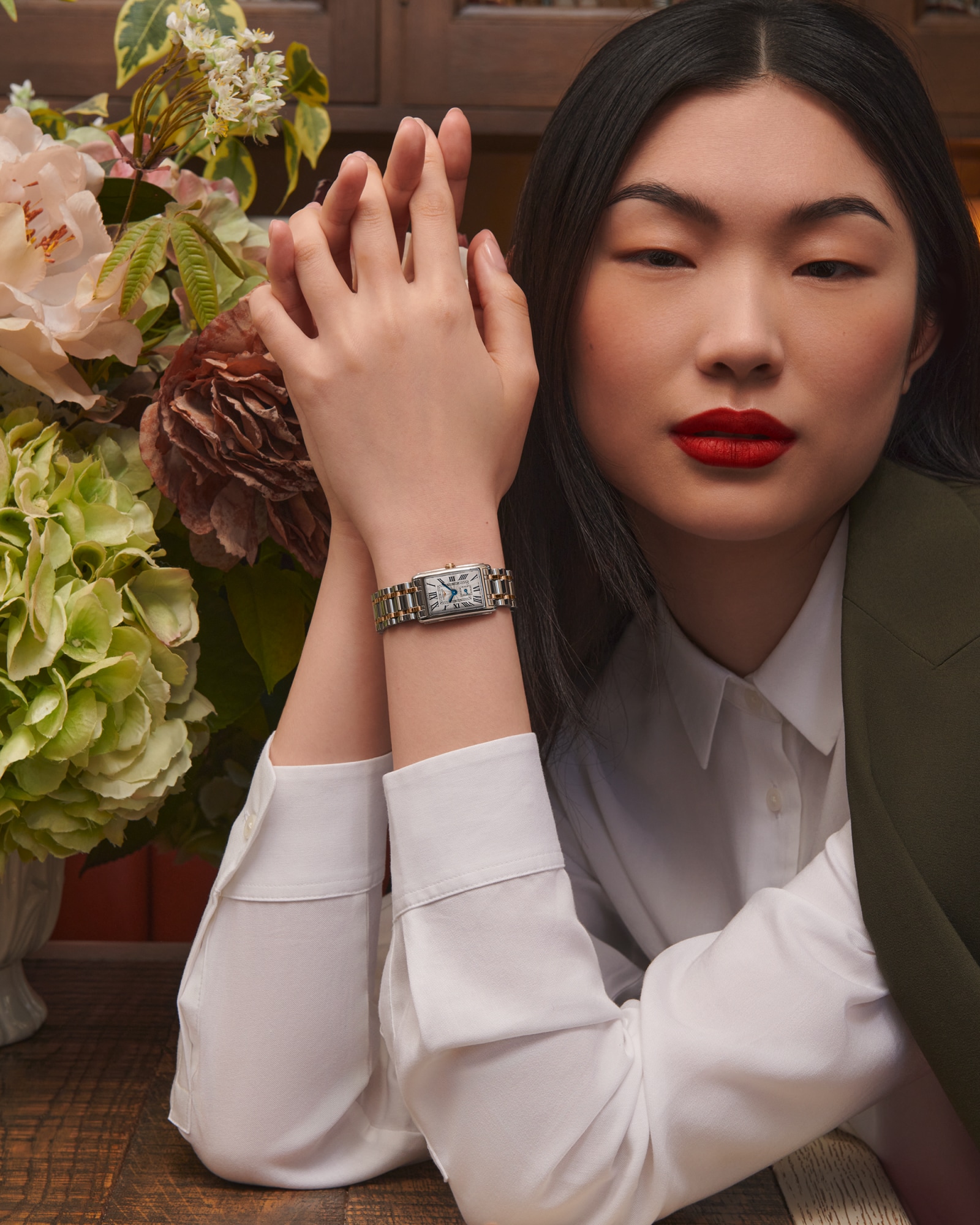 ロンジン ドルチェヴィータ クォーツ、ステンレススティール&18kピンク