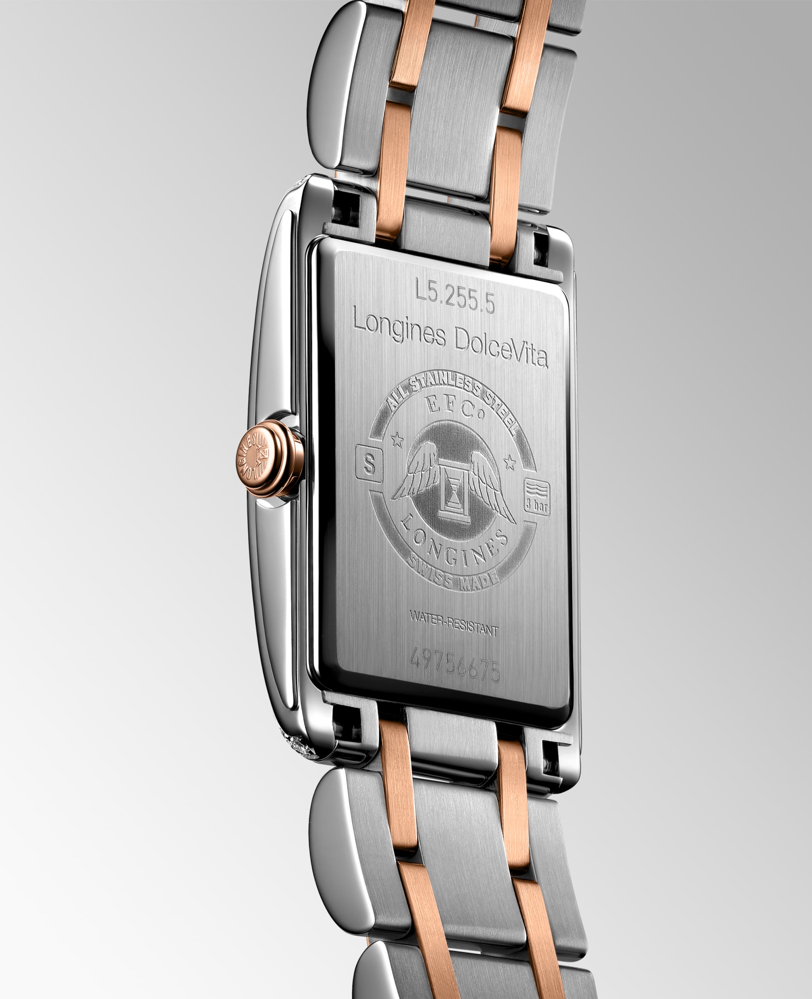 LONGINES DOLCEVITA Quartz, Stainless Steel With Rose Gold 18