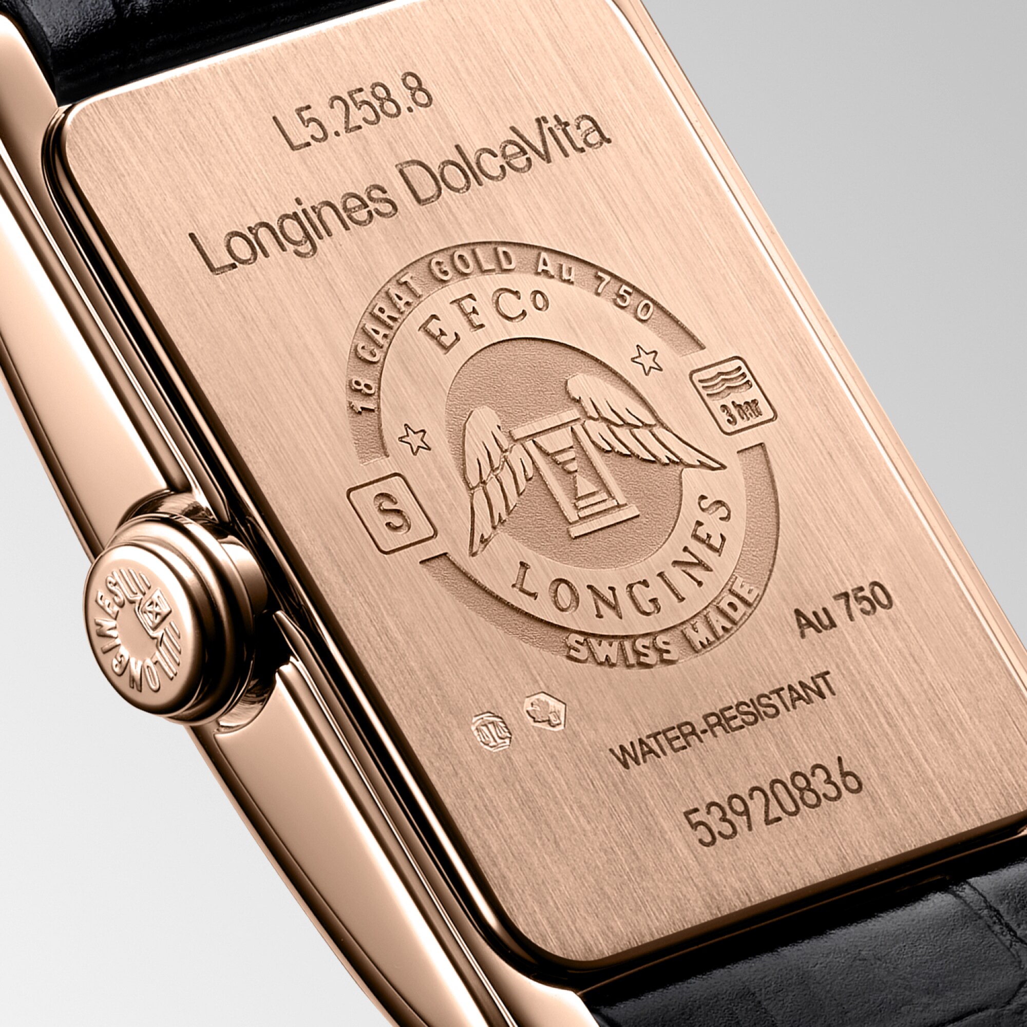 LONGINES DOLCEVITA Quartz, 18 Karat Pink Gold, White Mother