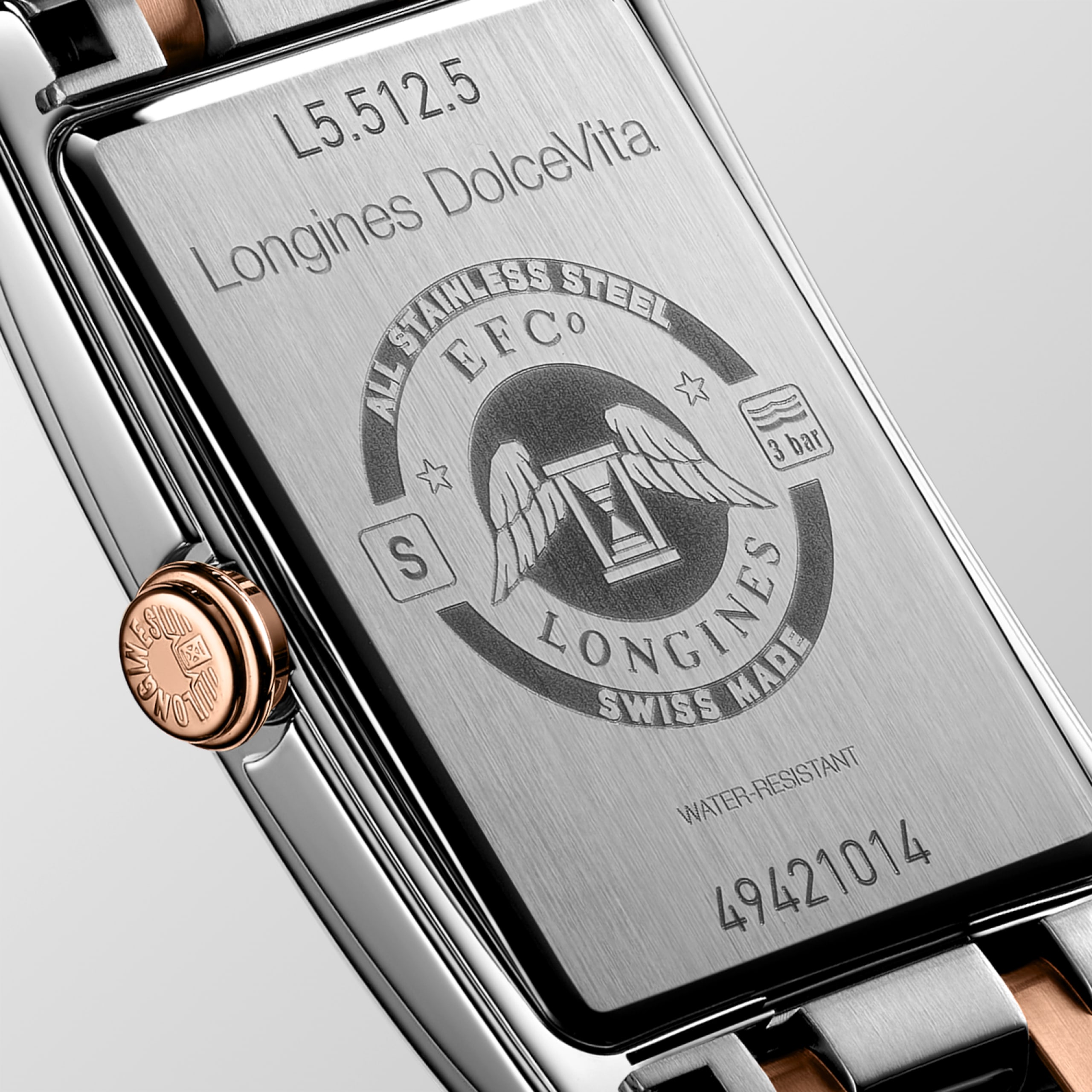 Longines DOLCEVITA quartz stainless steel with 18 karat pink gold crown Watch - L5.512.5.71.7