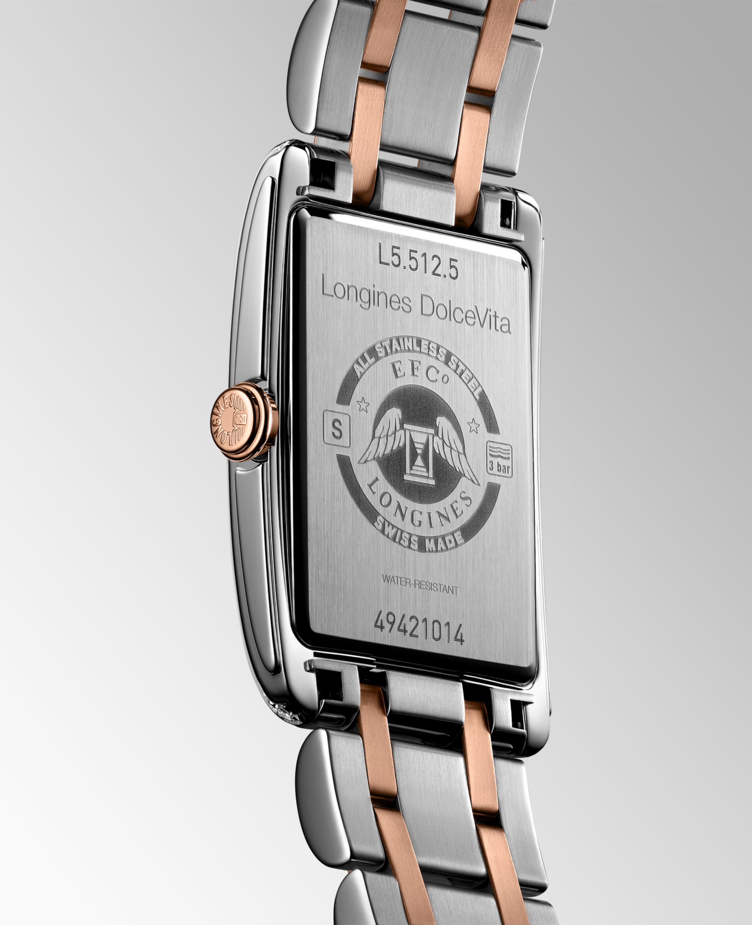 Longines DOLCEVITA quartz stainless steel with 18 karat pink gold crown Watch - L5.512.5.79.7