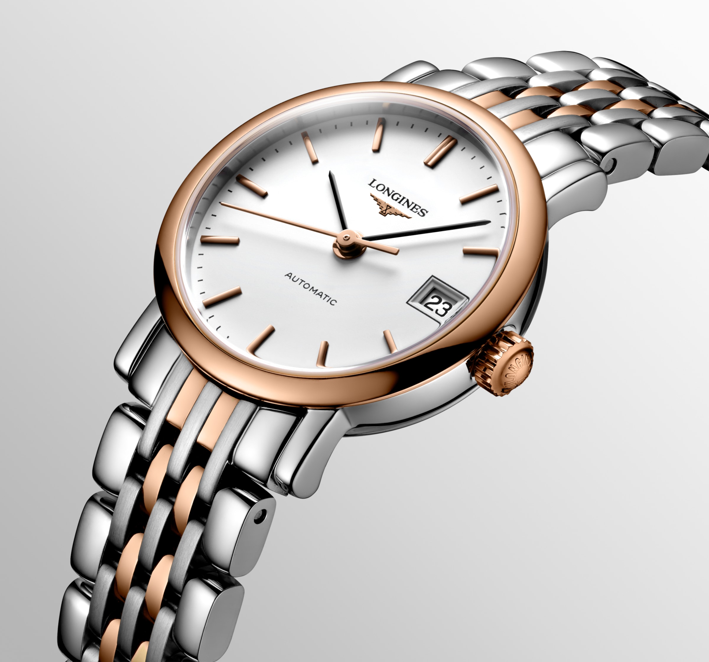 Longines ELEGANT COLLECTION Automatic Stainless steel and 18 karat pink gold cap 200 Watch - L4.309.5.12.7