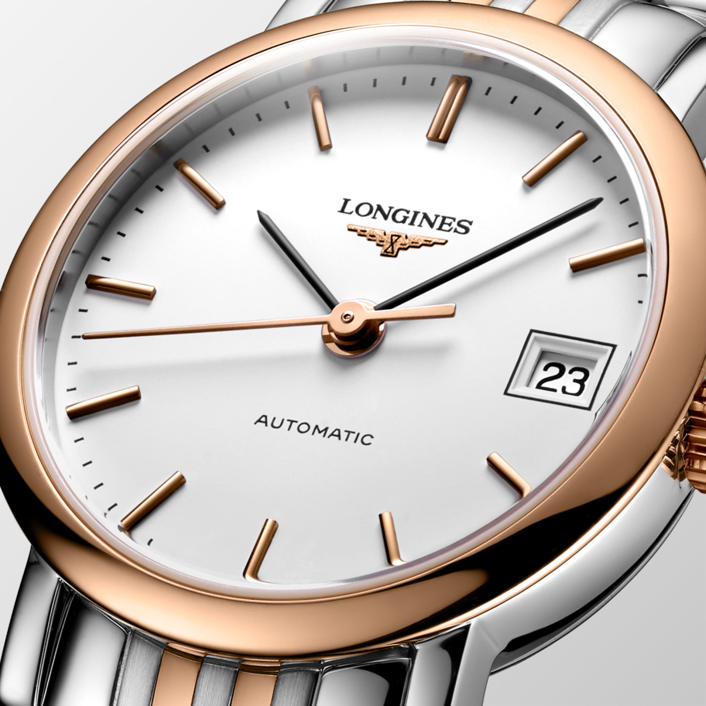 Longines ELEGANT COLLECTION Automatic Stainless steel and 18 karat pink gold cap 200 Watch - L4.309.5.12.7