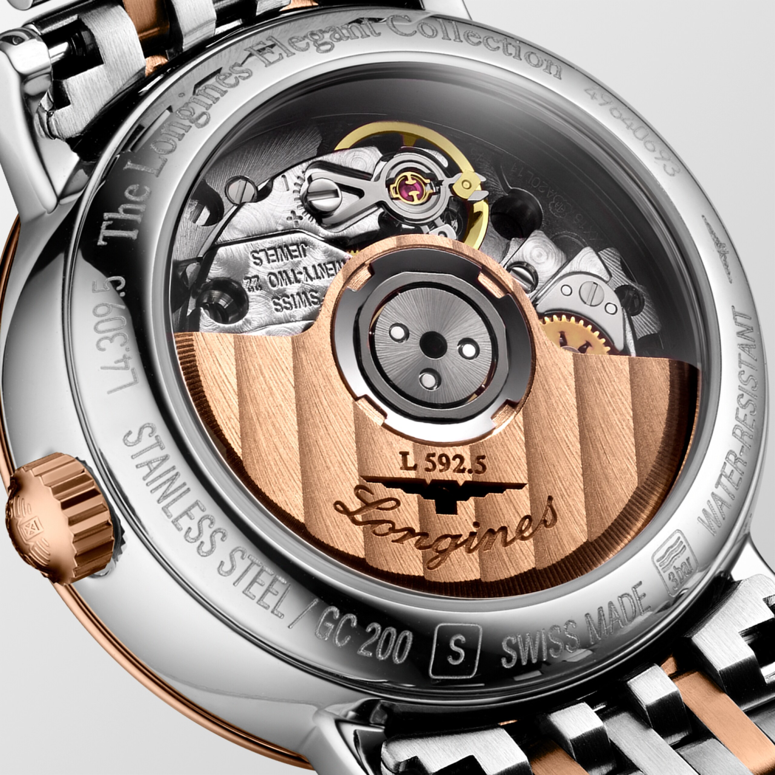Longines ELEGANT COLLECTION automatic stainless steel and 18 karat pink gold cap 200 Watch - L4.309.5.18.7