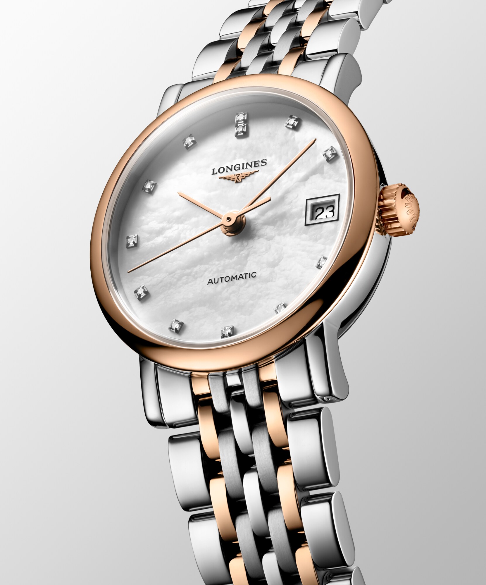 ロンジン LONGINES L4.309.5 エレガント コレクション 12Pダイヤ シェル 自動巻き レディース 良品 _931006 LONGINES - ロンジン LONGINES L4.309.5 エレガント コレクション 12P