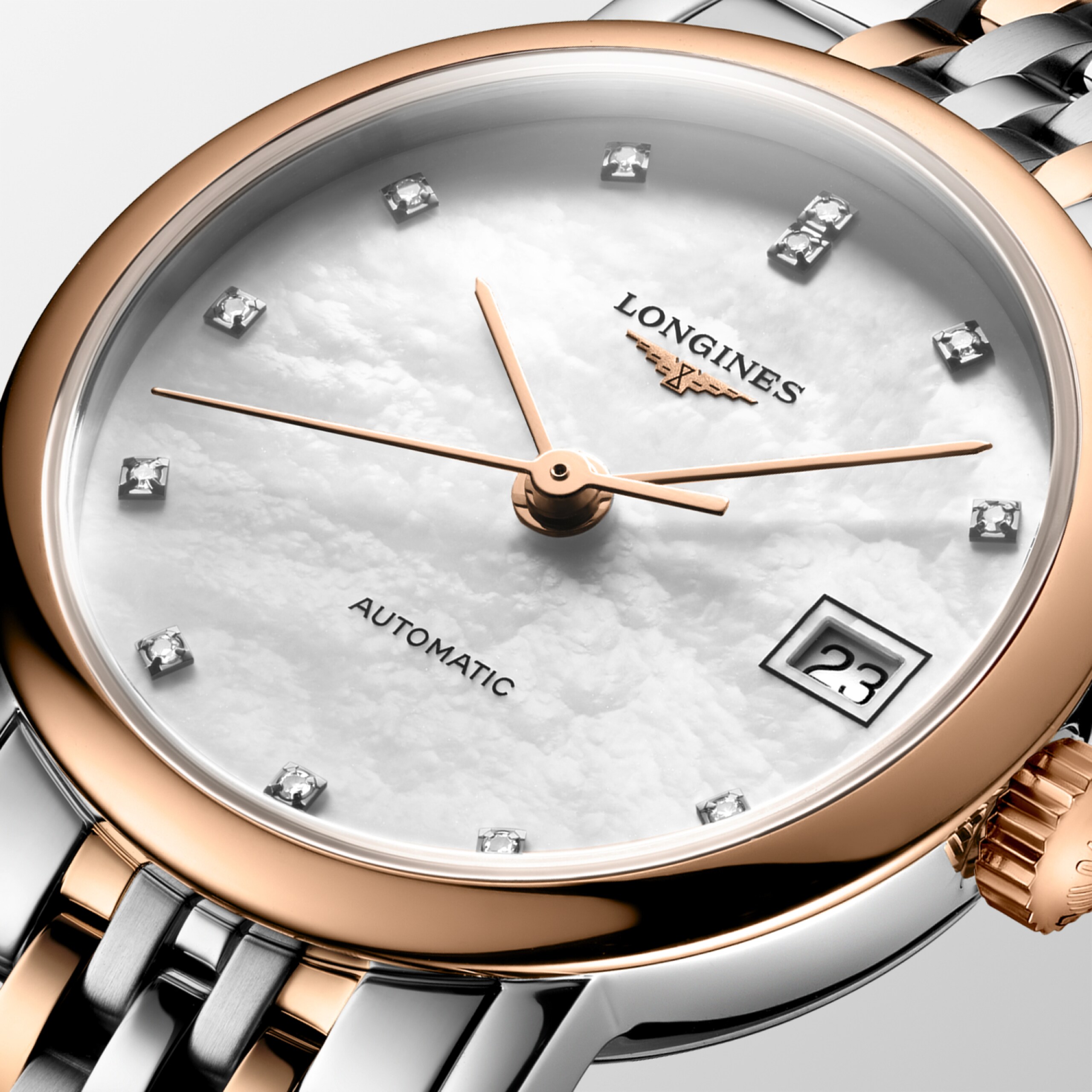 Longines ELEGANT COLLECTION automatic stainless steel and 18 karat pink gold cap 200 Watch - L4.309.5.80.7