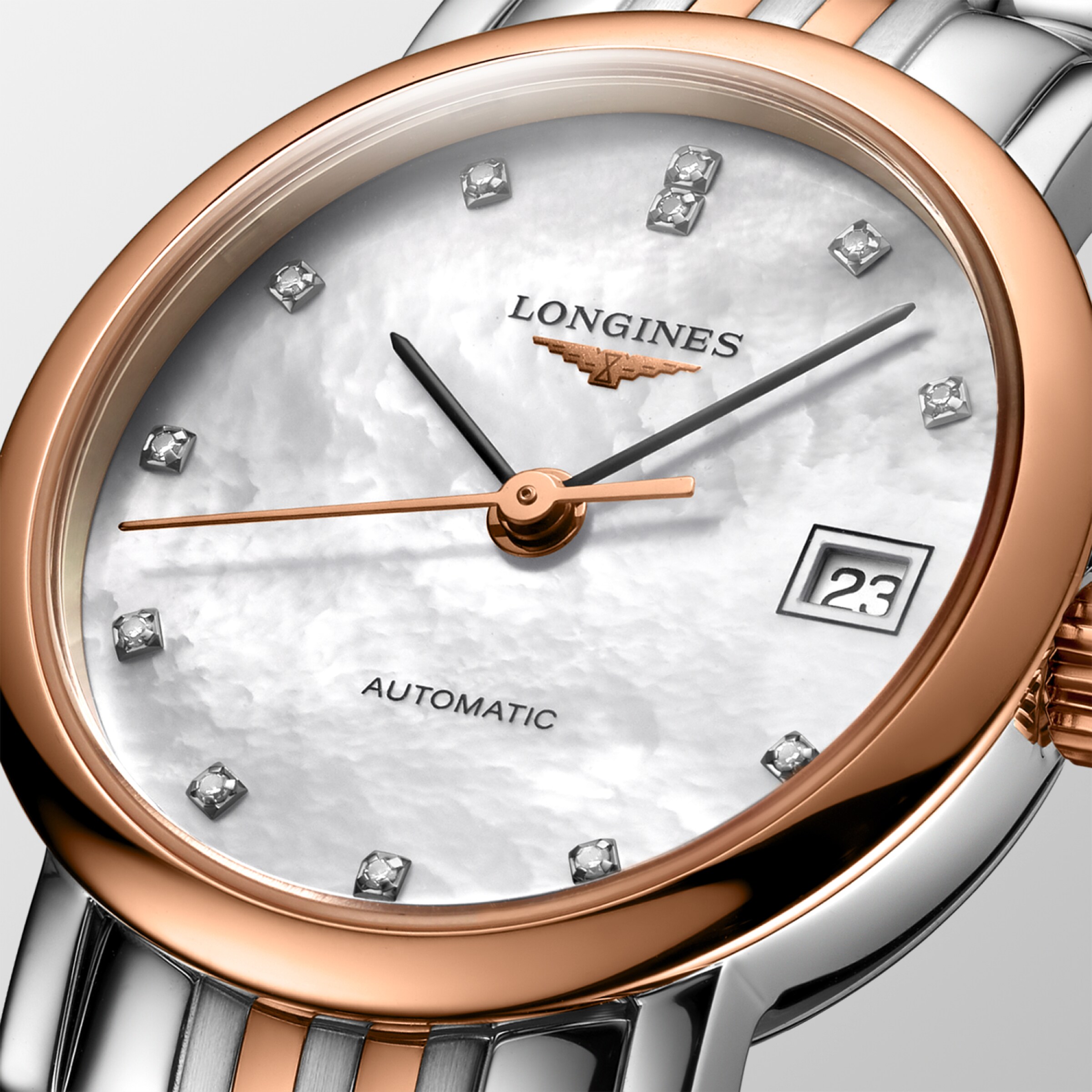 Longines ELEGANT COLLECTION Automatic Stainless steel and 18 karat pink gold cap 200 Watch - L4.309.5.87.7