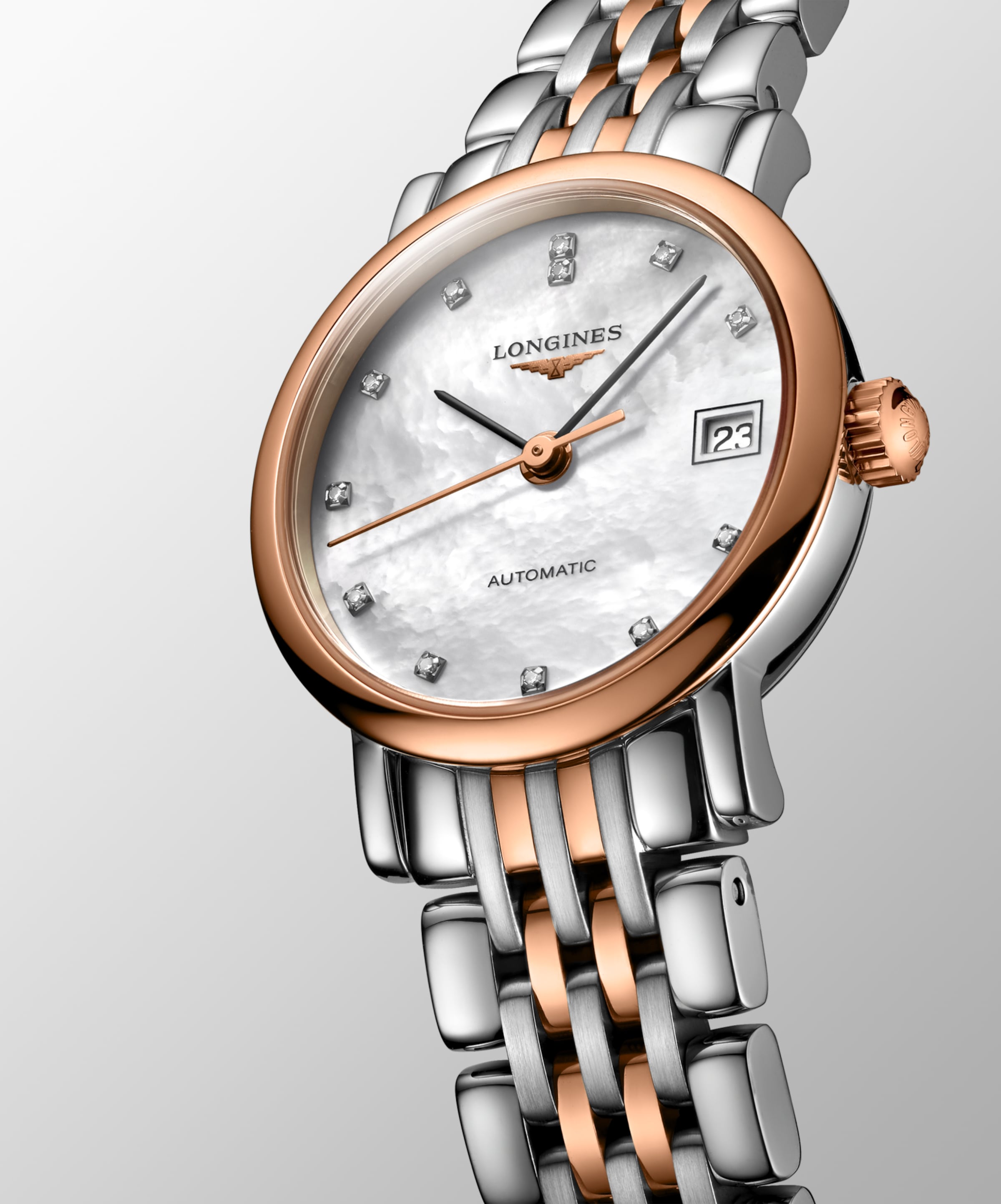 Longines ELEGANT COLLECTION Automatic Stainless steel and 18 karat pink gold cap 200 Watch - L4.309.5.87.7