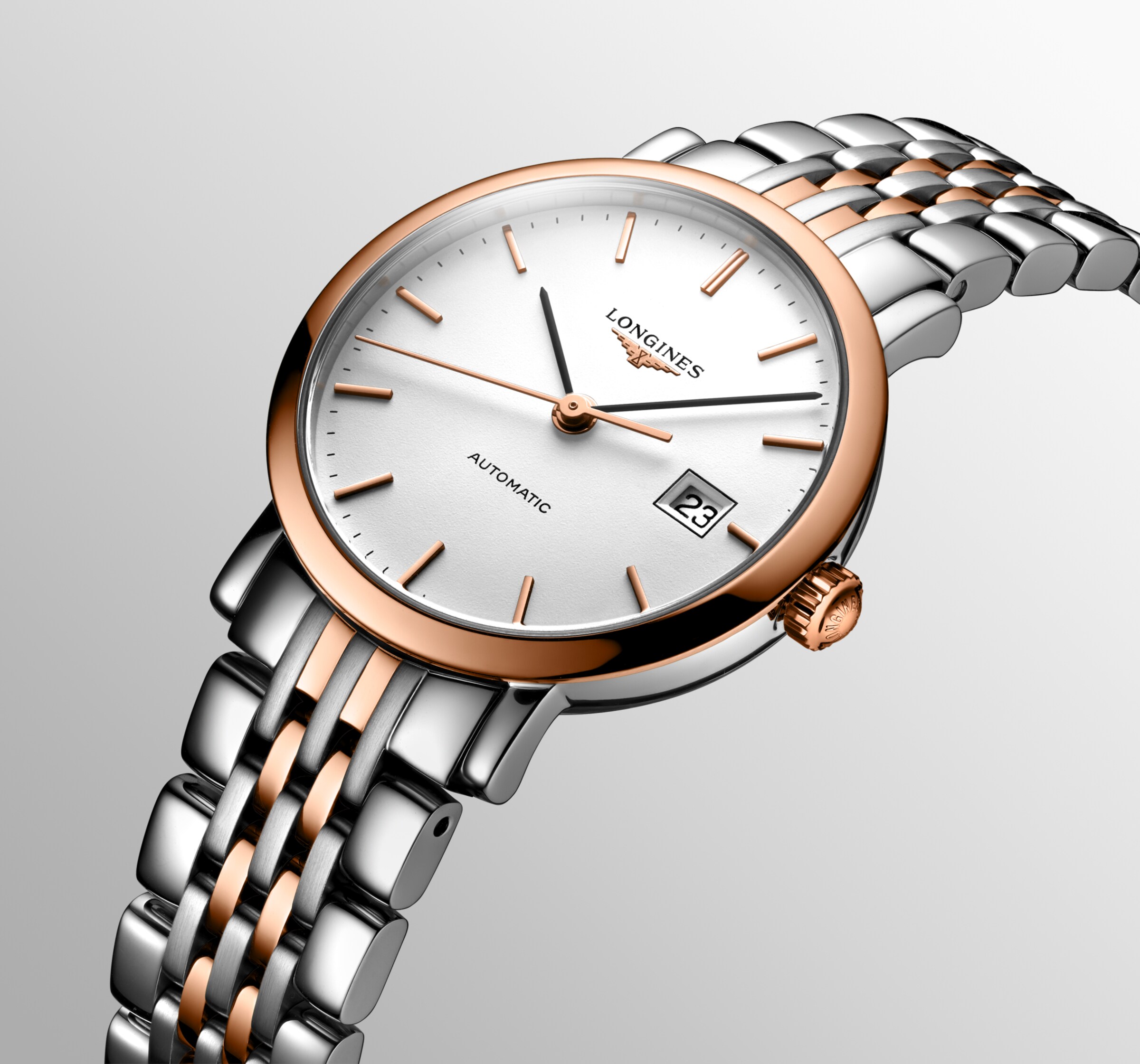 Longines ELEGANT COLLECTION Automatic Stainless steel and 18 karat pink gold cap 200 Watch - L4.310.5.12.7