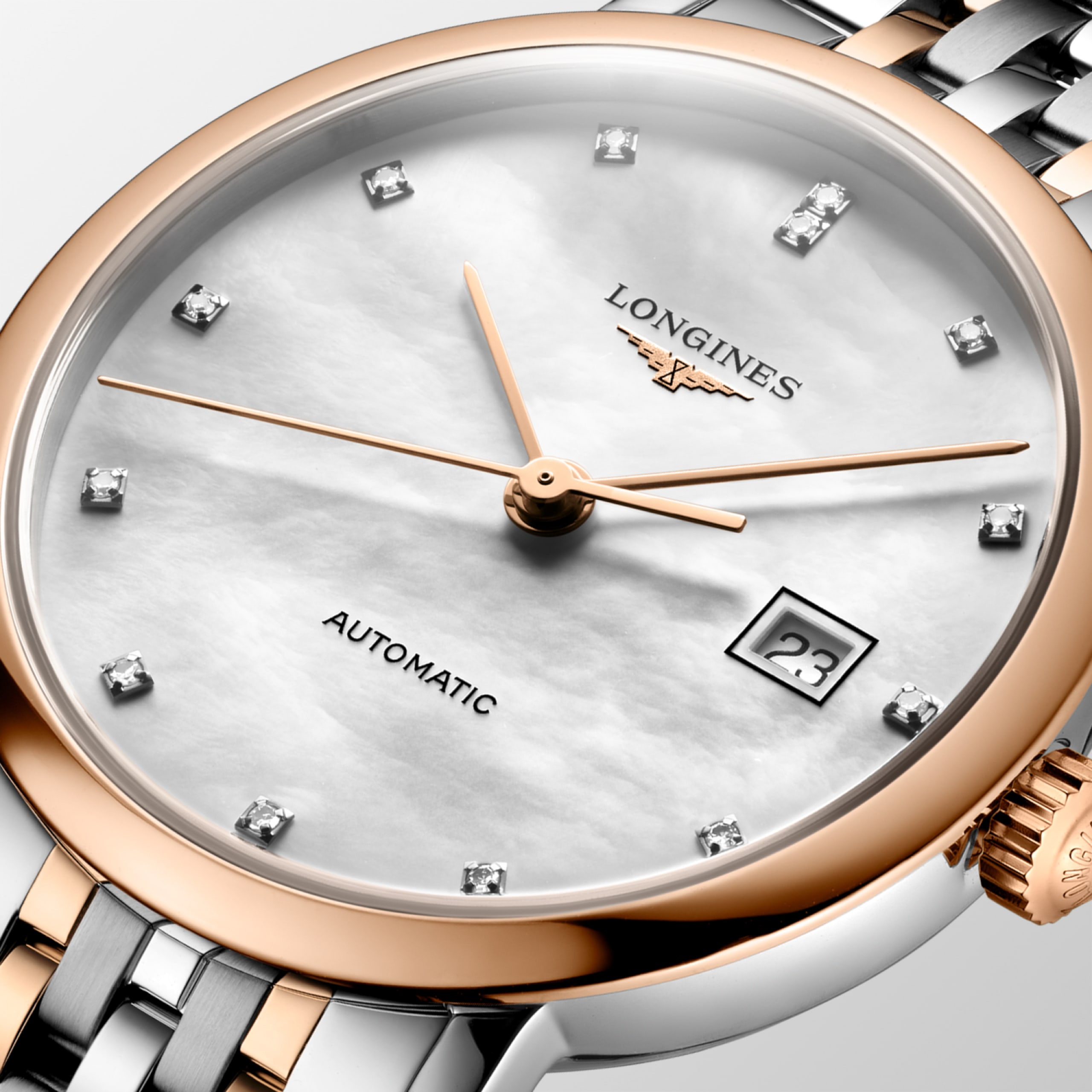 Longines ELEGANT COLLECTION automatic stainless steel and 18 karat pink gold cap 200 Watch - L4.310.5.80.7