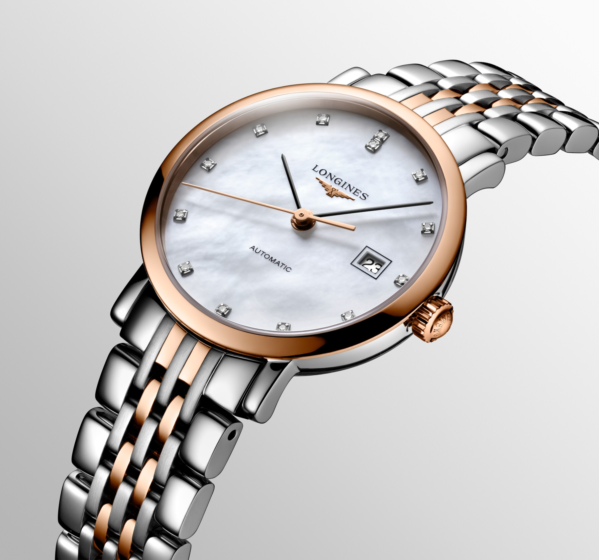 Longines ELEGANT COLLECTION Automatic Stainless steel and 18 karat pink gold cap 200 Watch - L4.310.5.87.7