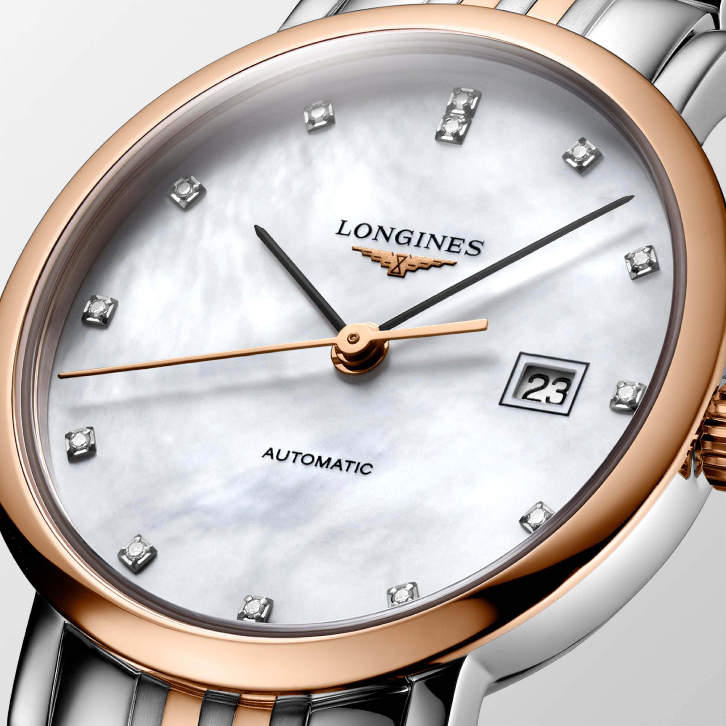 Longines ELEGANT COLLECTION Automatic Stainless steel and 18 karat pink gold cap 200 Watch - L4.310.5.87.7