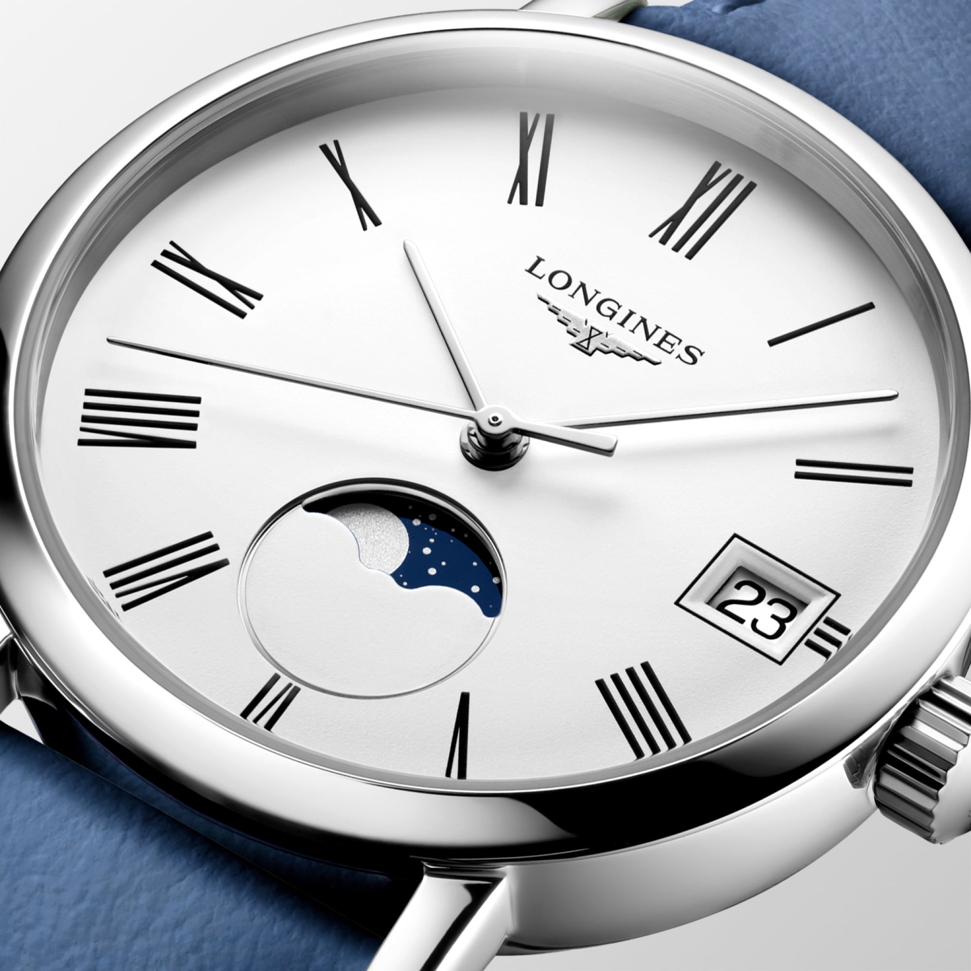 LONGINES ELEGANT COLLECTION MOONPHASE | Ø 30.00 mm, マットホワイト