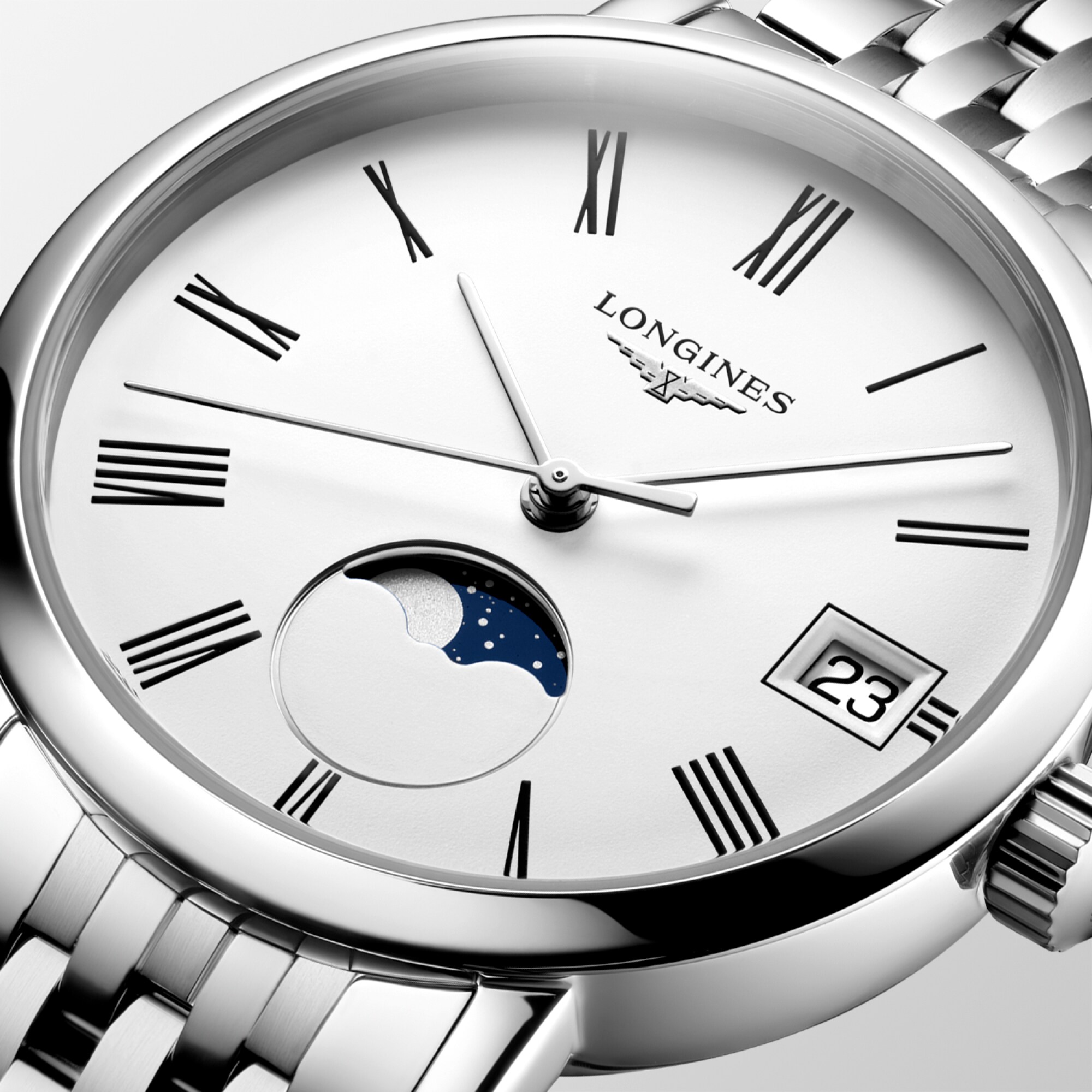 LONGINES ELEGANT COLLECTION MOONPHASE クォーツ、ステンレス