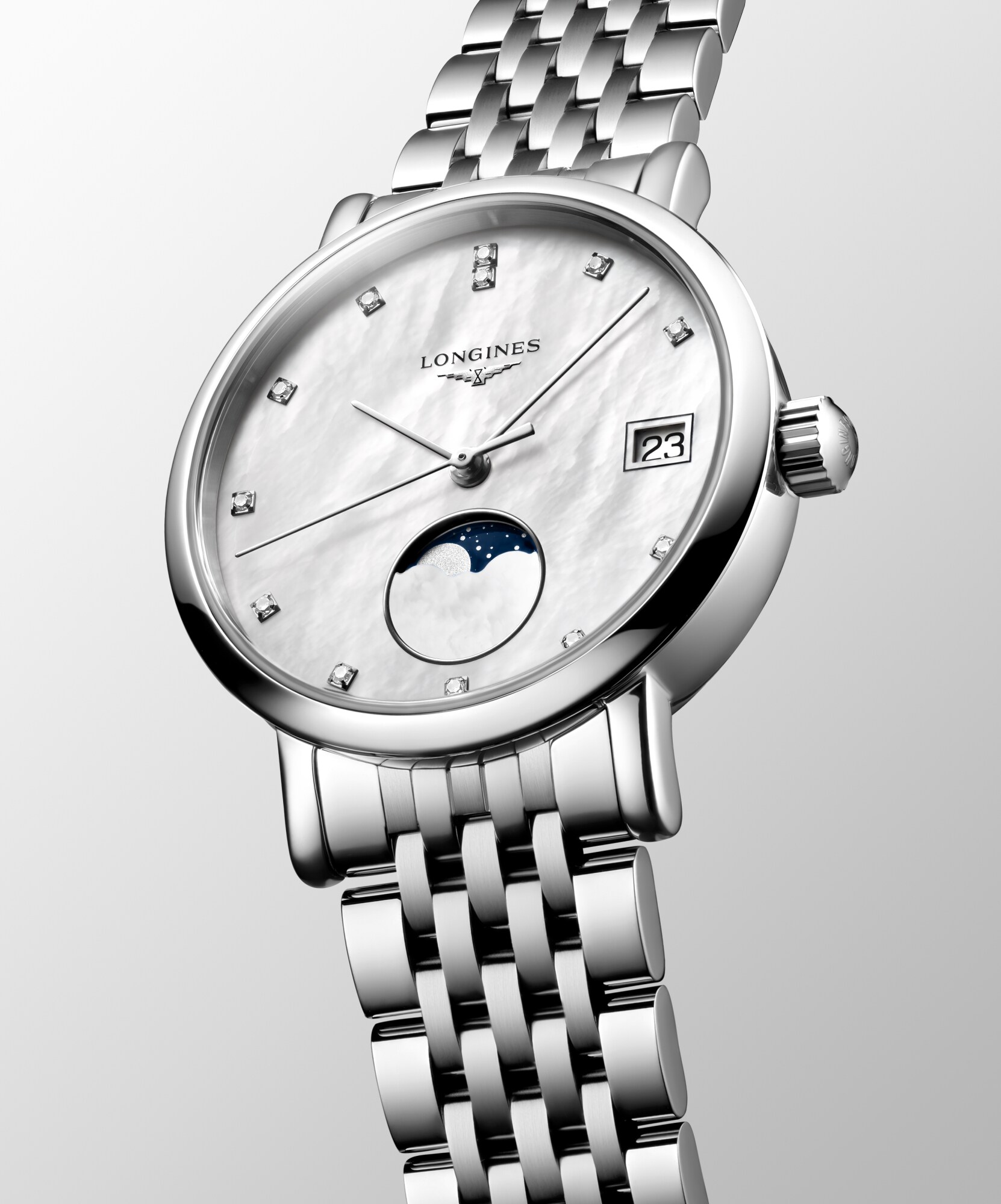 LONGINES ELEGANT COLLECTION MOONPHASE クォーツ、ステンレス