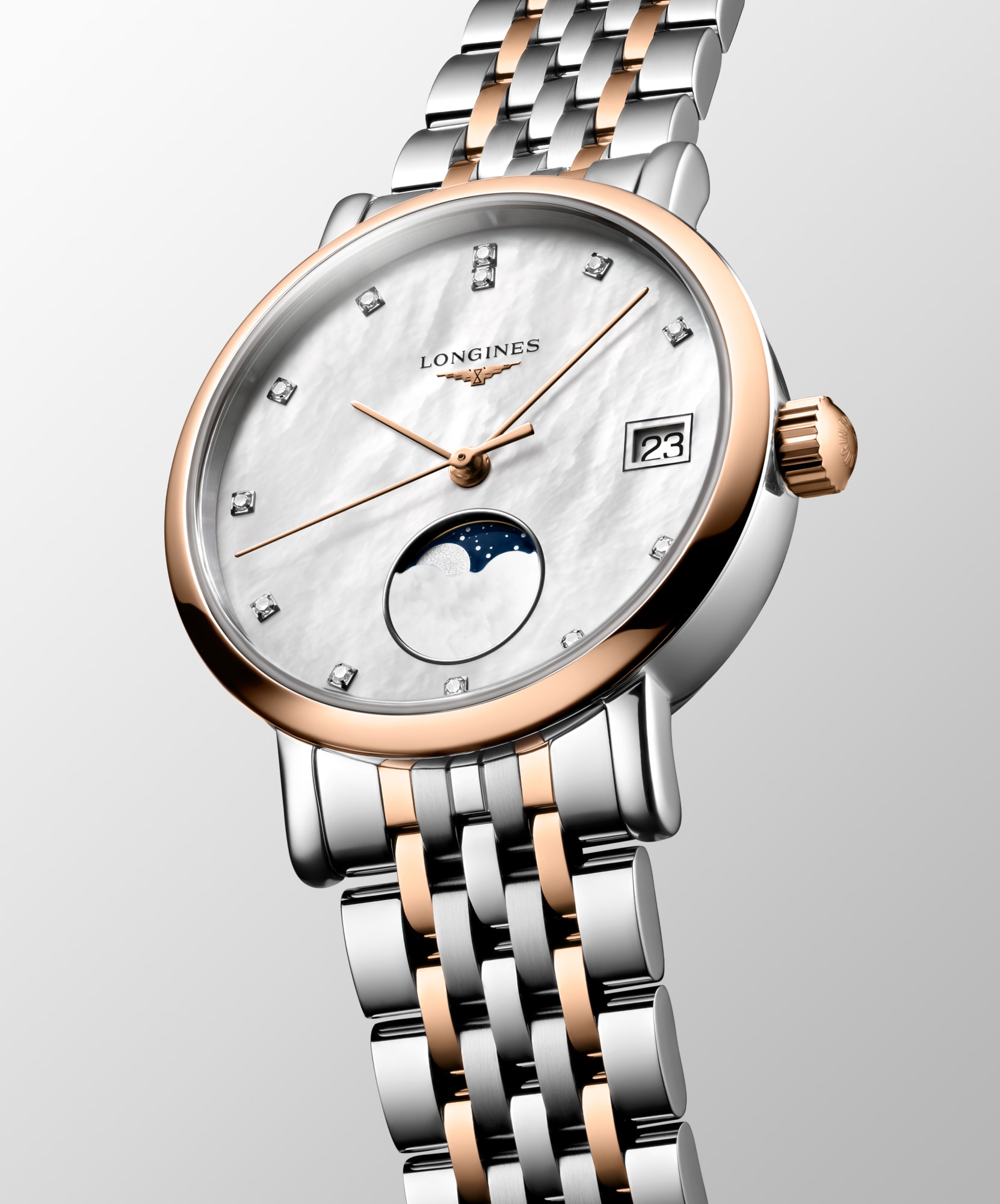 LONGINES ELEGANT COLLECTION MOONPHASE Quartz, Stainless Steel And