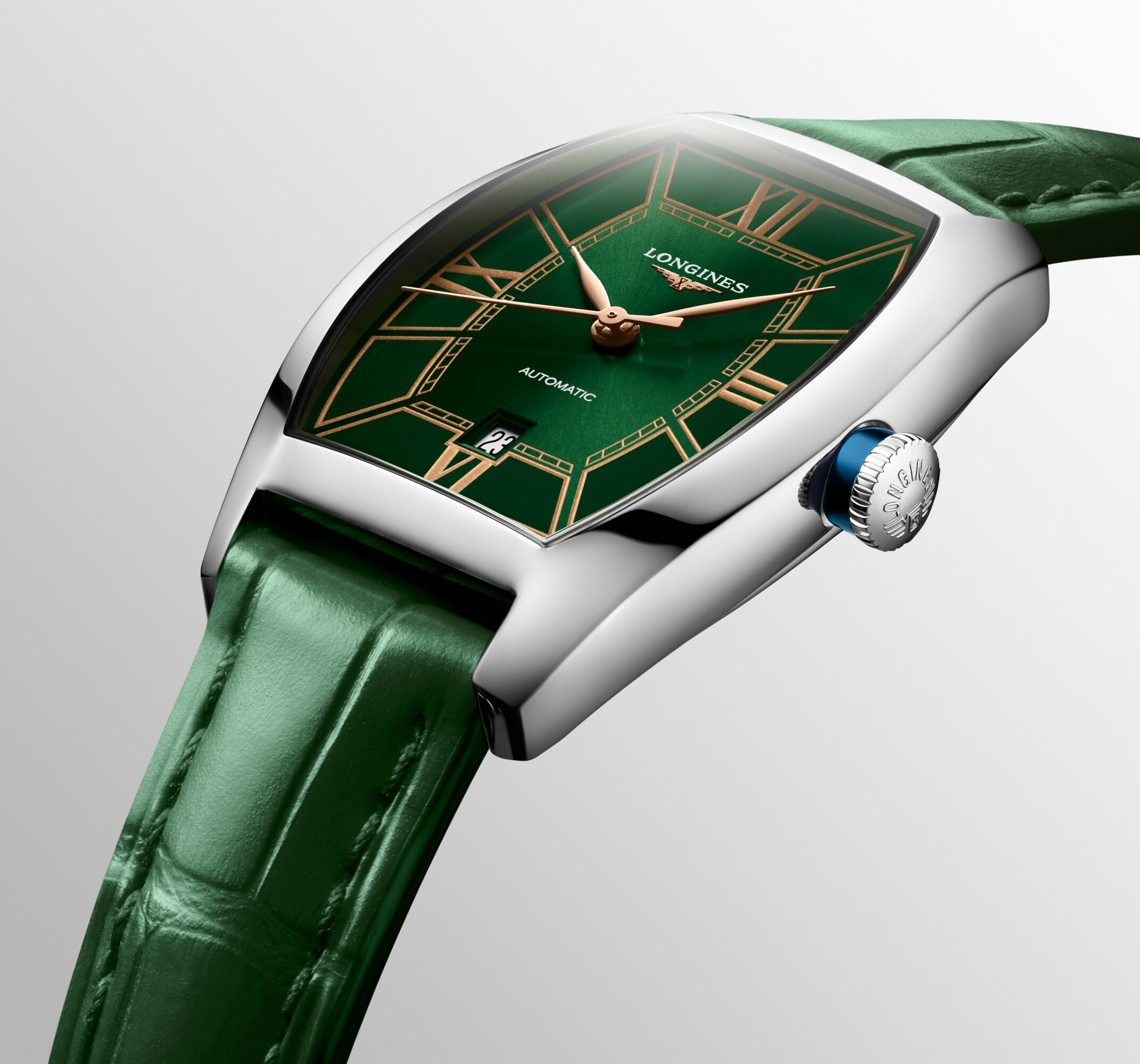 LONGINES EVIDENZA Automatic, Stainless Steel, Green Dial, Strap