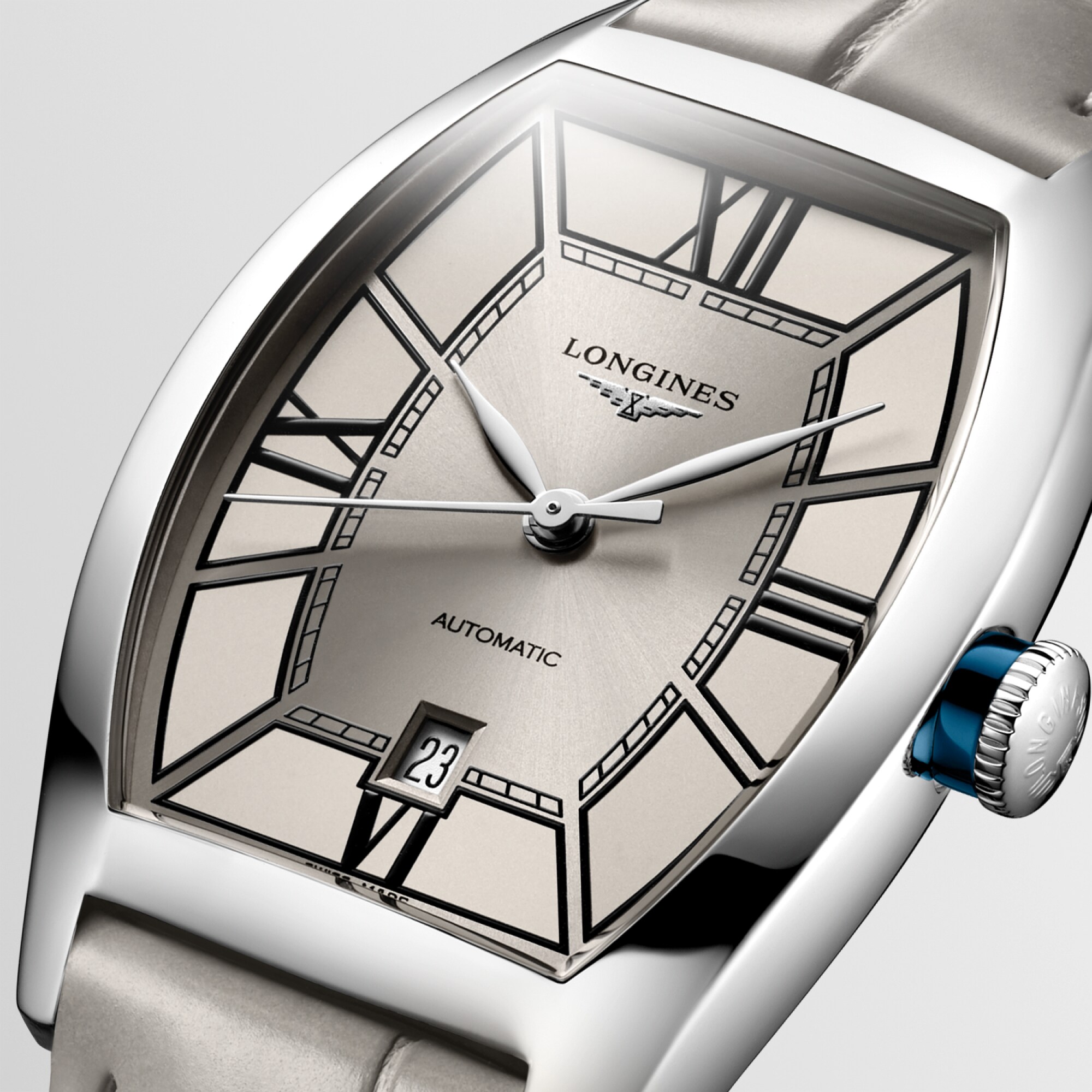 LONGINES EVIDENZA Automatic, Stainless Steel, Greige Dial, Strap