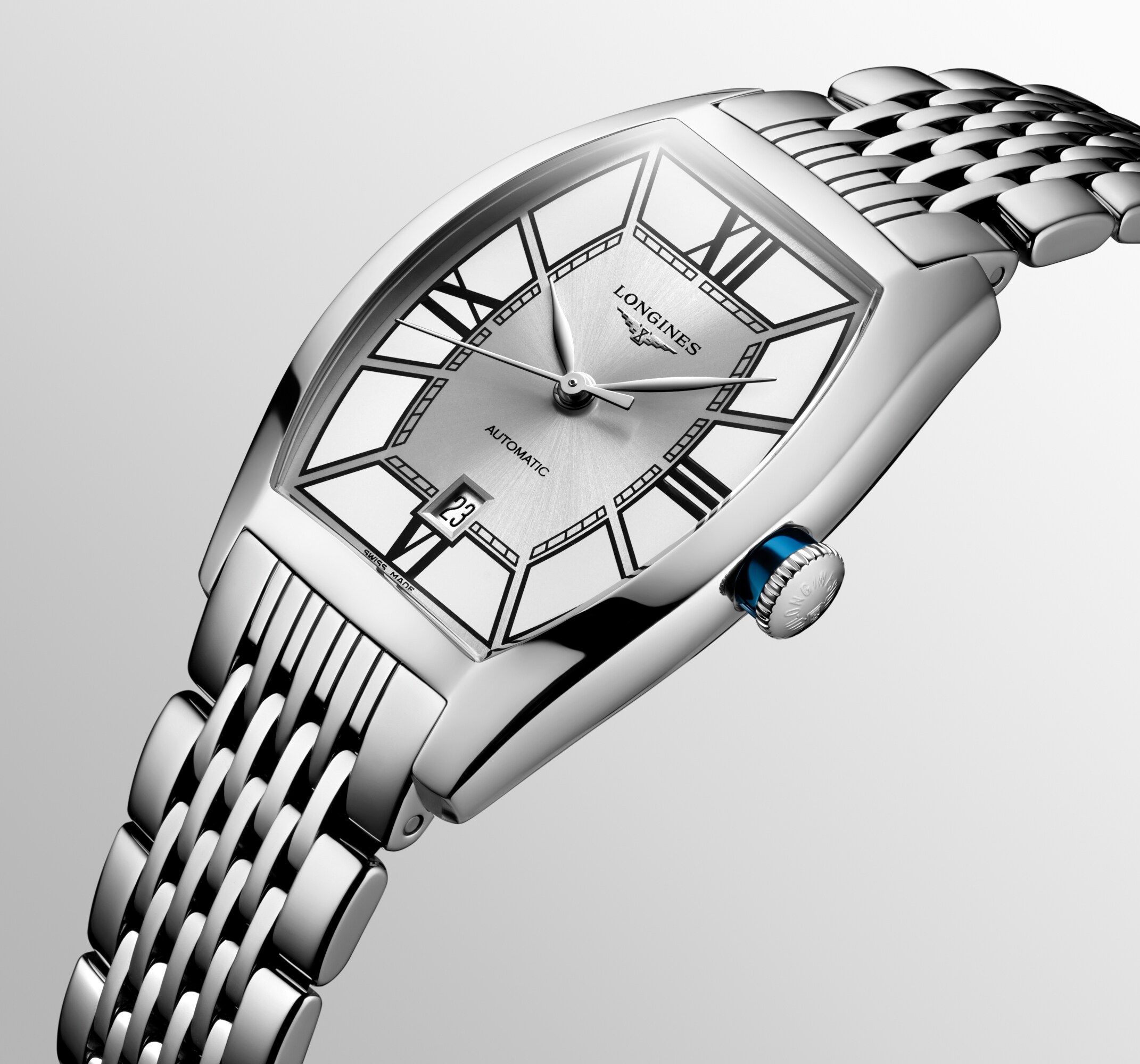 ロンジン エヴィデンツァ 自動巻、ステンレススティール、シルバー