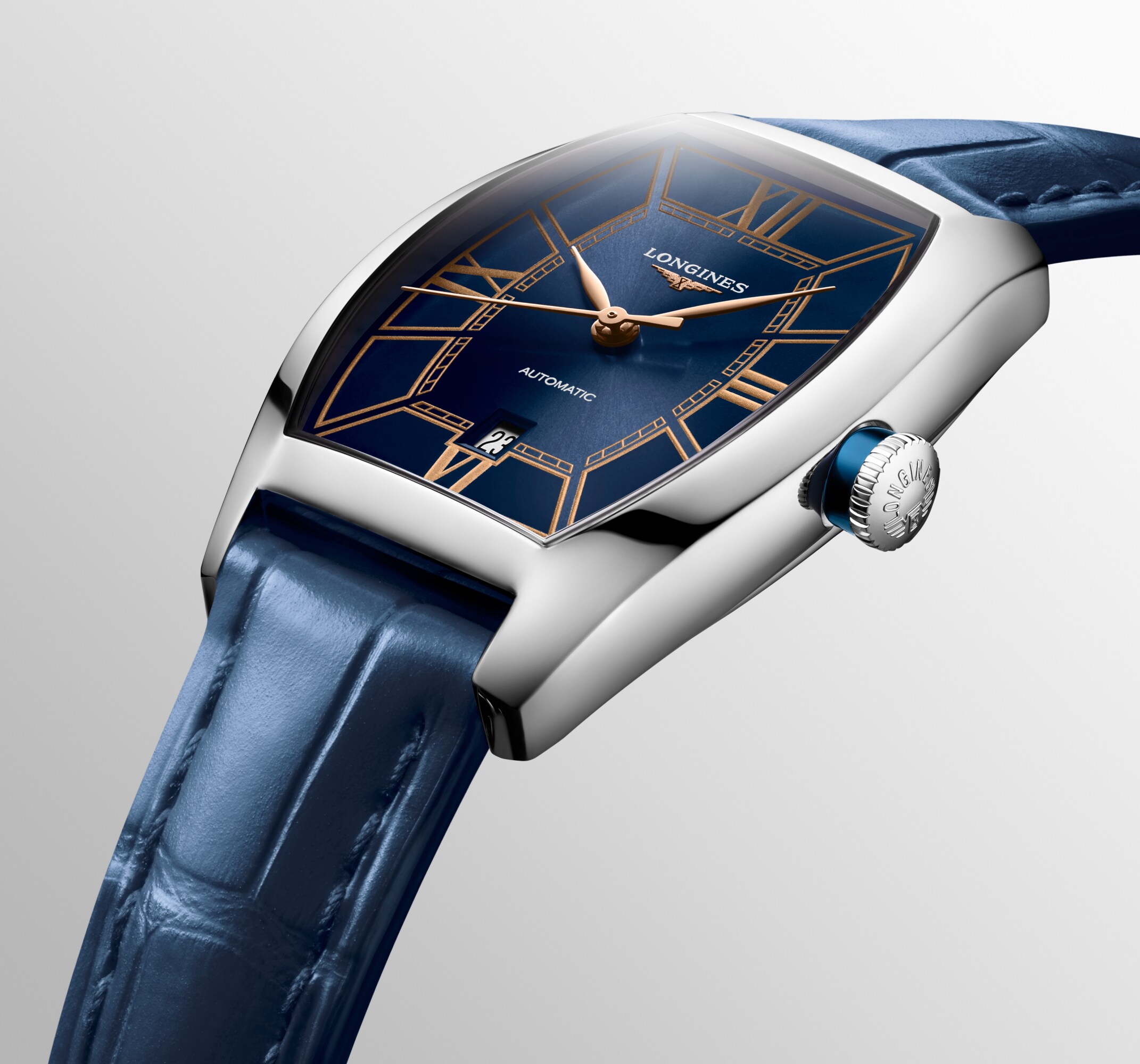 LONGINES EVIDENZA Automatic, Stainless Steel, Blue Dial, Strap