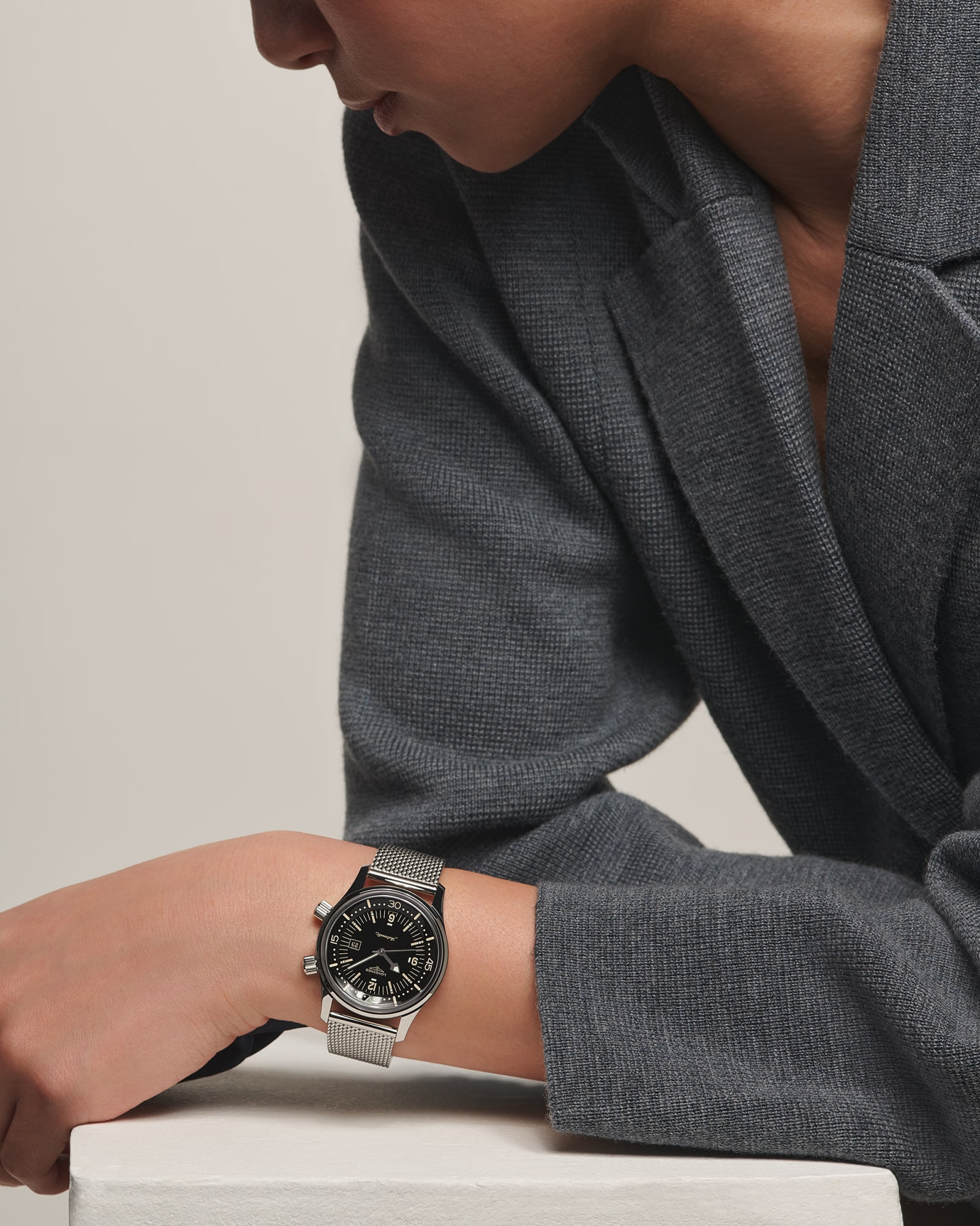 ロンジン レジェンドダイバー 自動巻、ステンレススティール、ブラック