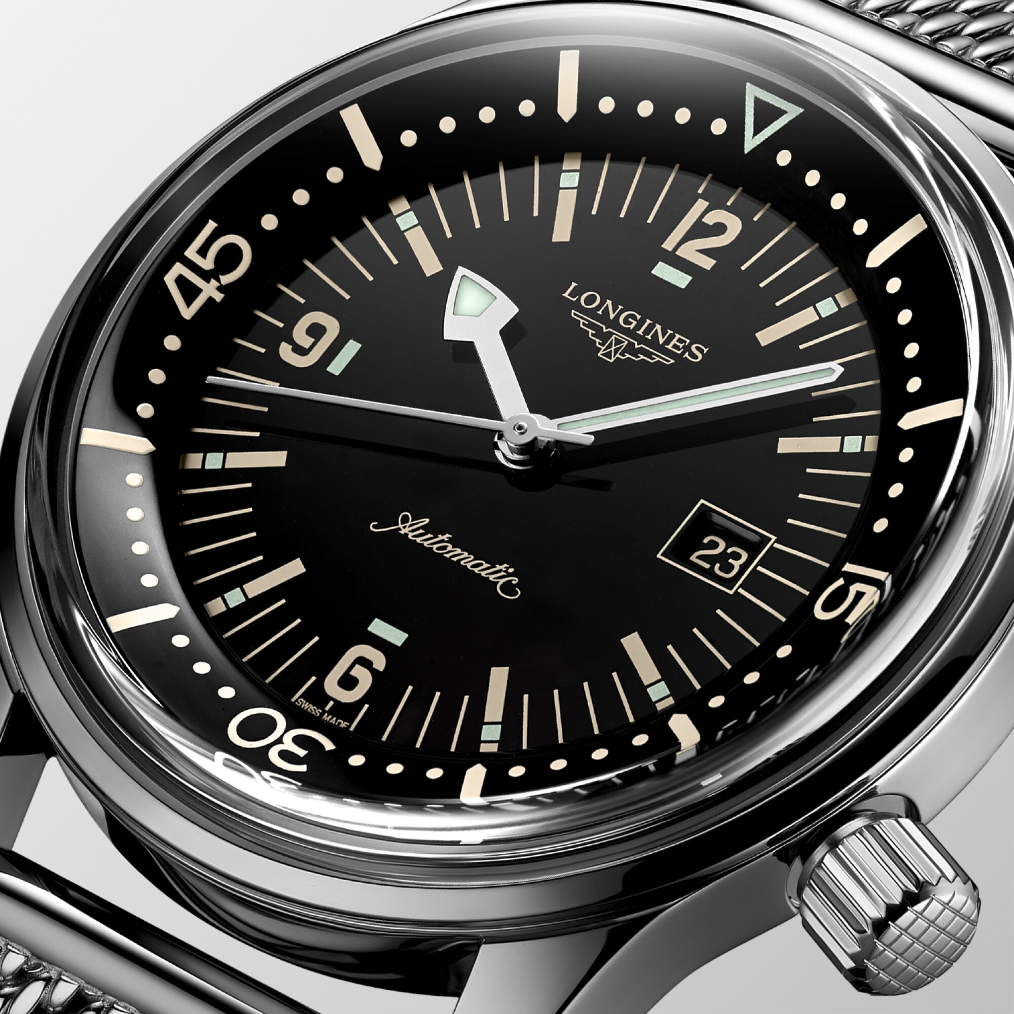 LONGINES LEGEND DIVER Automatic, Stainless Steel, Black Lacquered