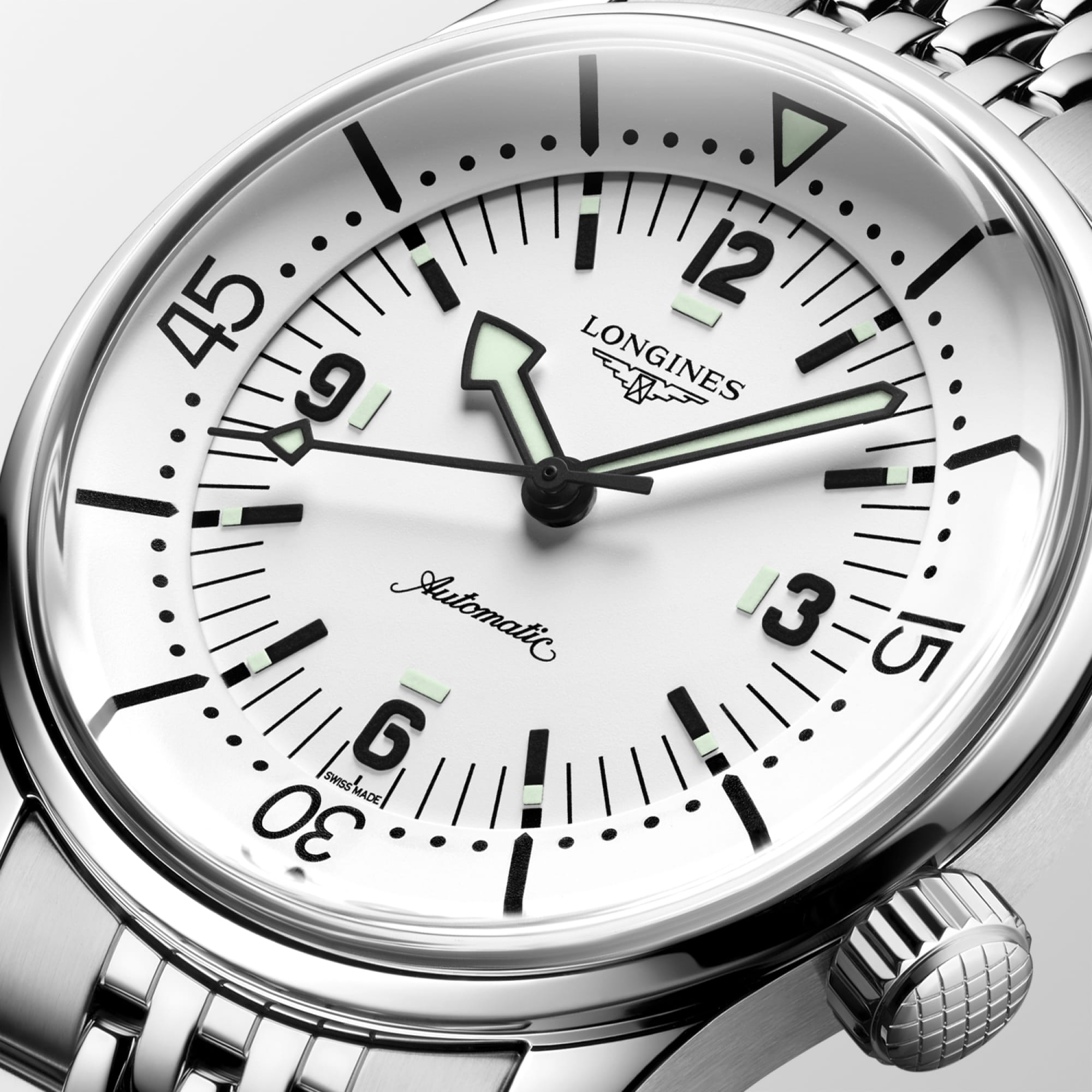 LONGINES LEGEND DIVER Automatic, Stainless Steel, White Matt Dial