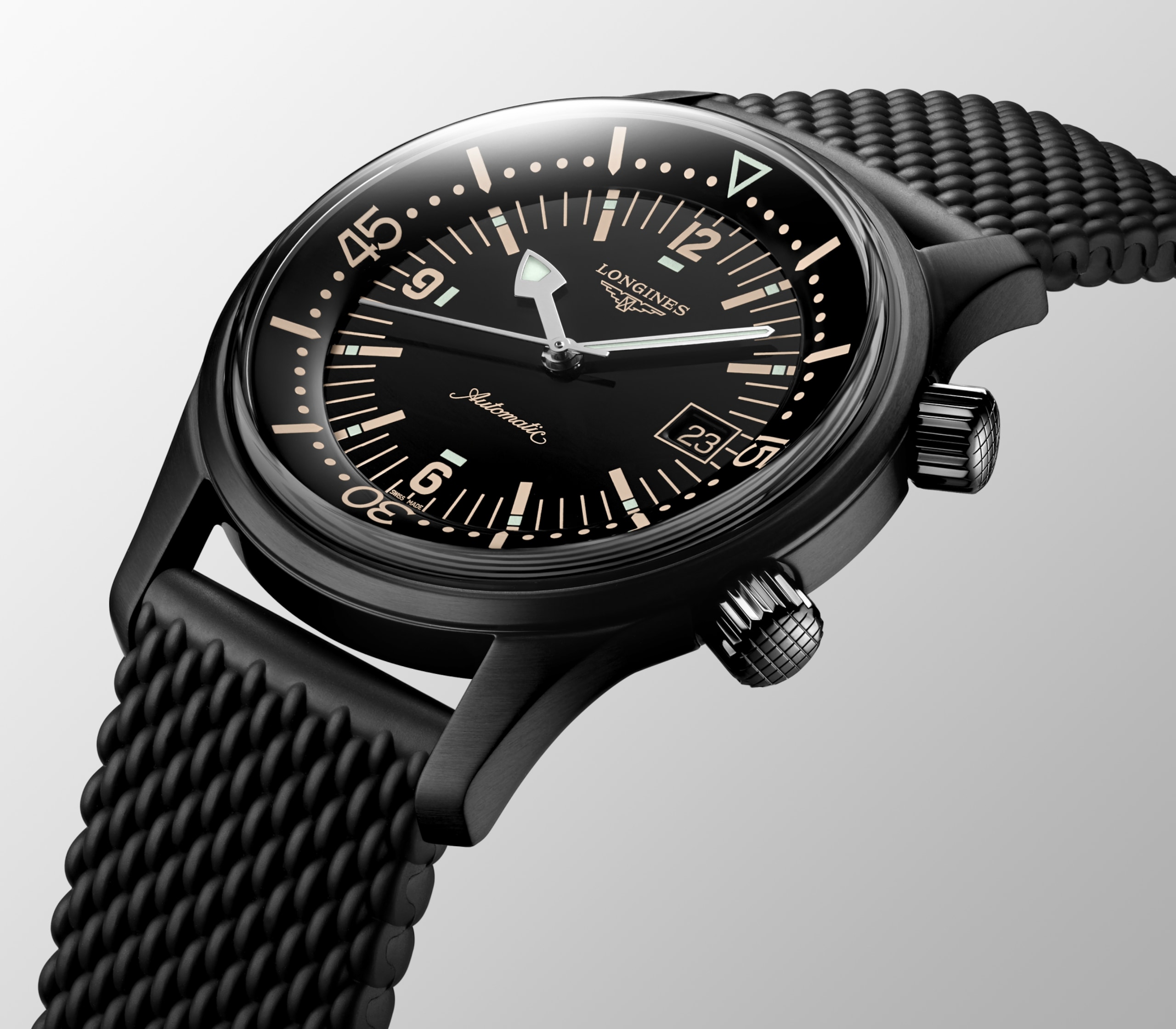 Longines LEGEND DIVER automatic black pvd coating Watch - L3.774.2.50.9