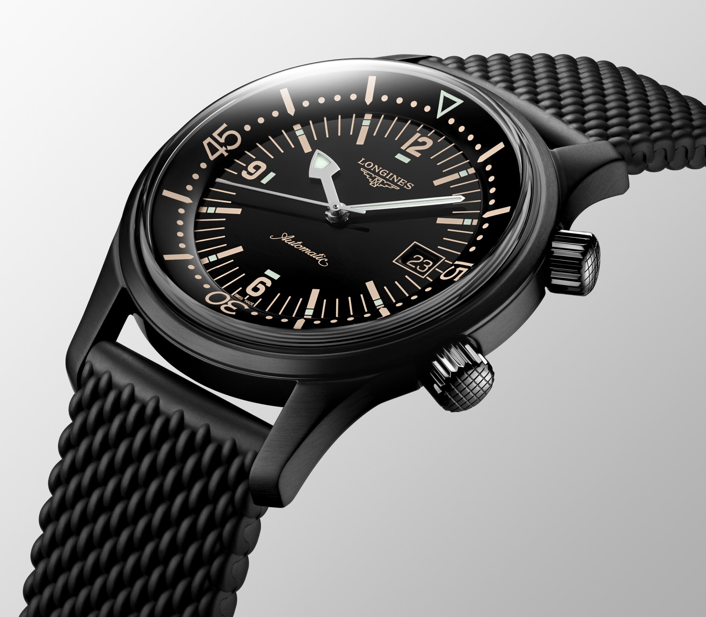 LONGINES ダイバーズウォッチ ブラック Longines Legend Diver Automatic watch 42mm, Black lacquered
