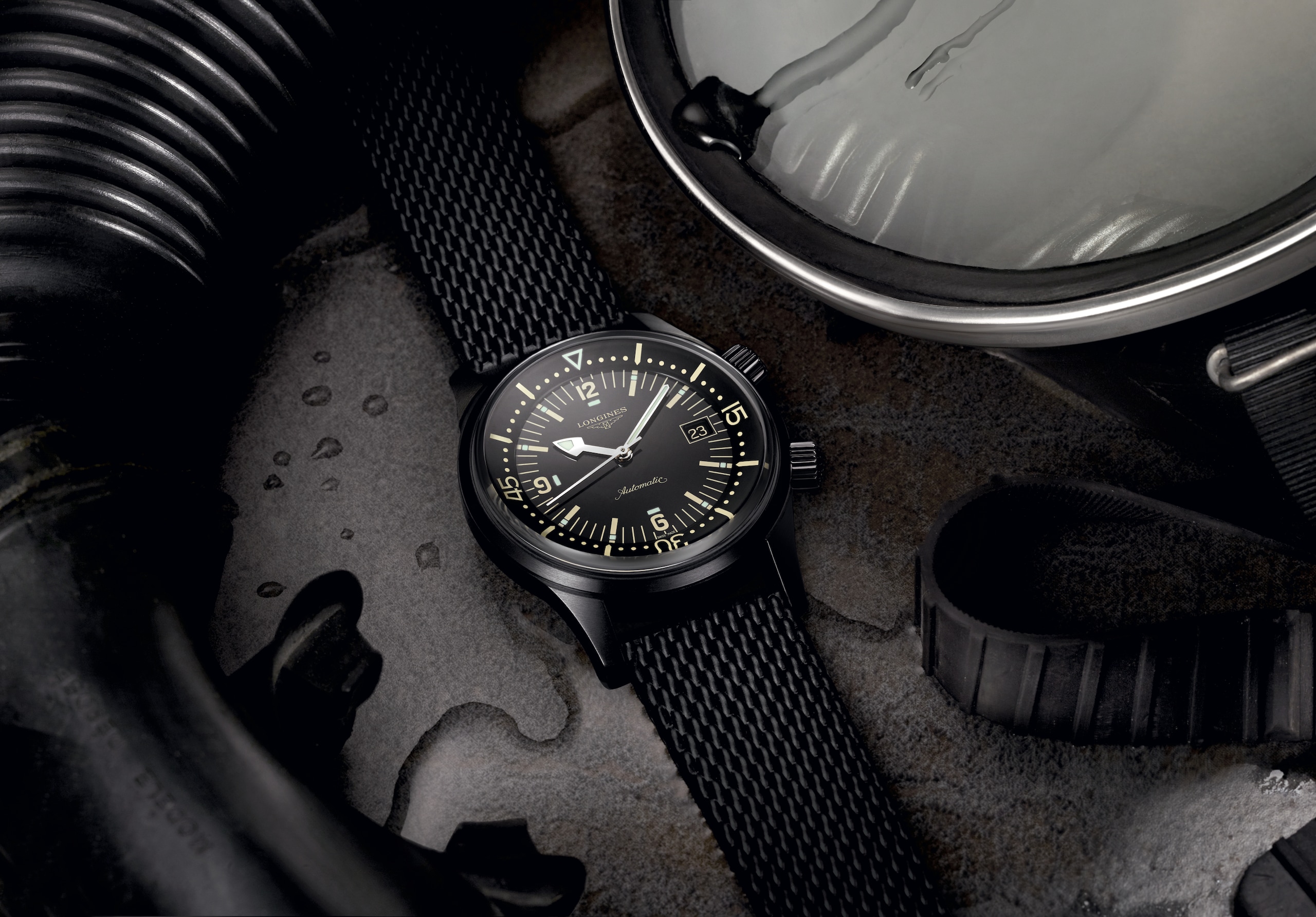 Longines LEGEND DIVER automatic black pvd coating Watch - L3.774.2.50.9