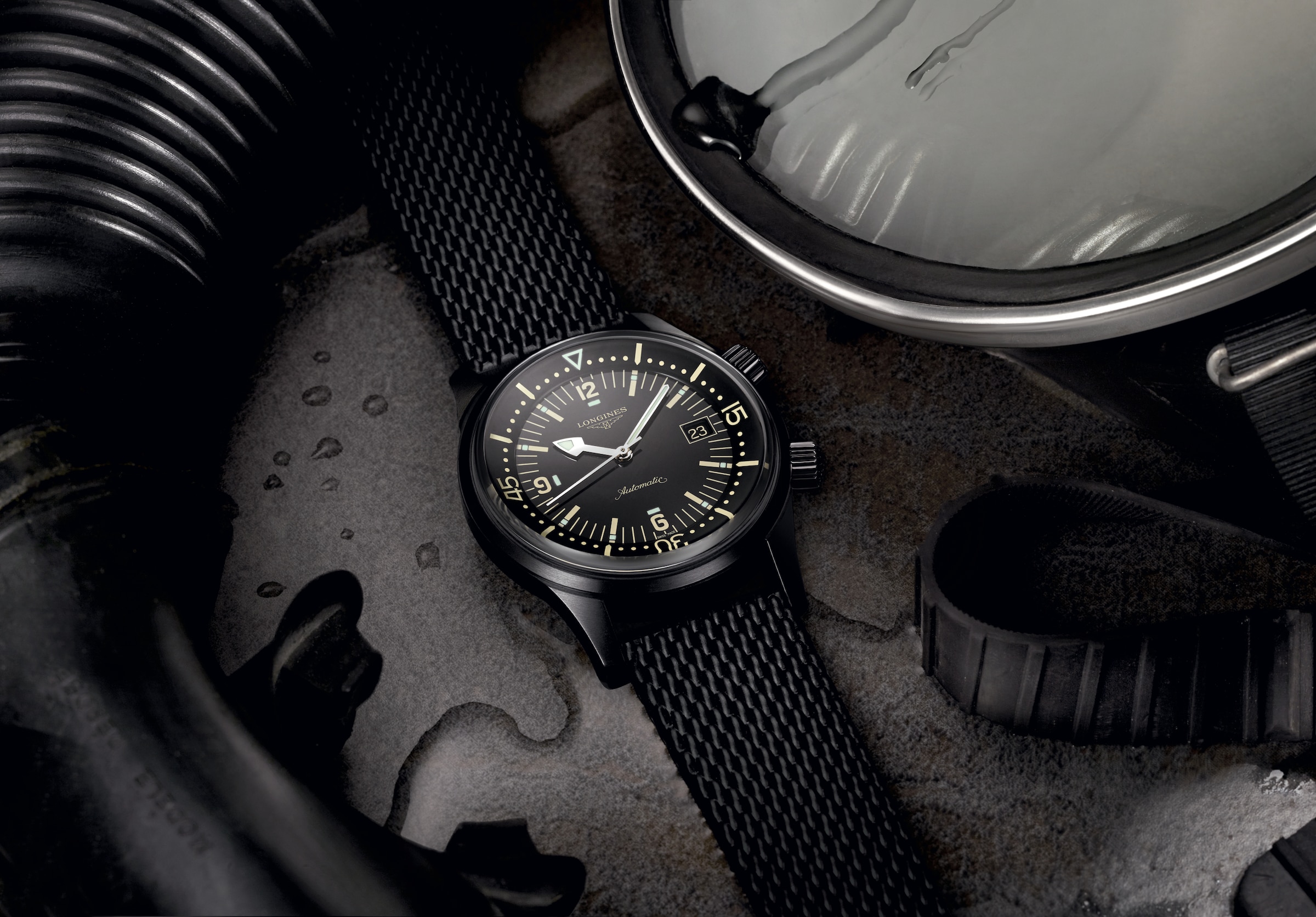 Longines LEGEND DIVER Automatic Black PVD coating Watch - L3.774.2.50.9